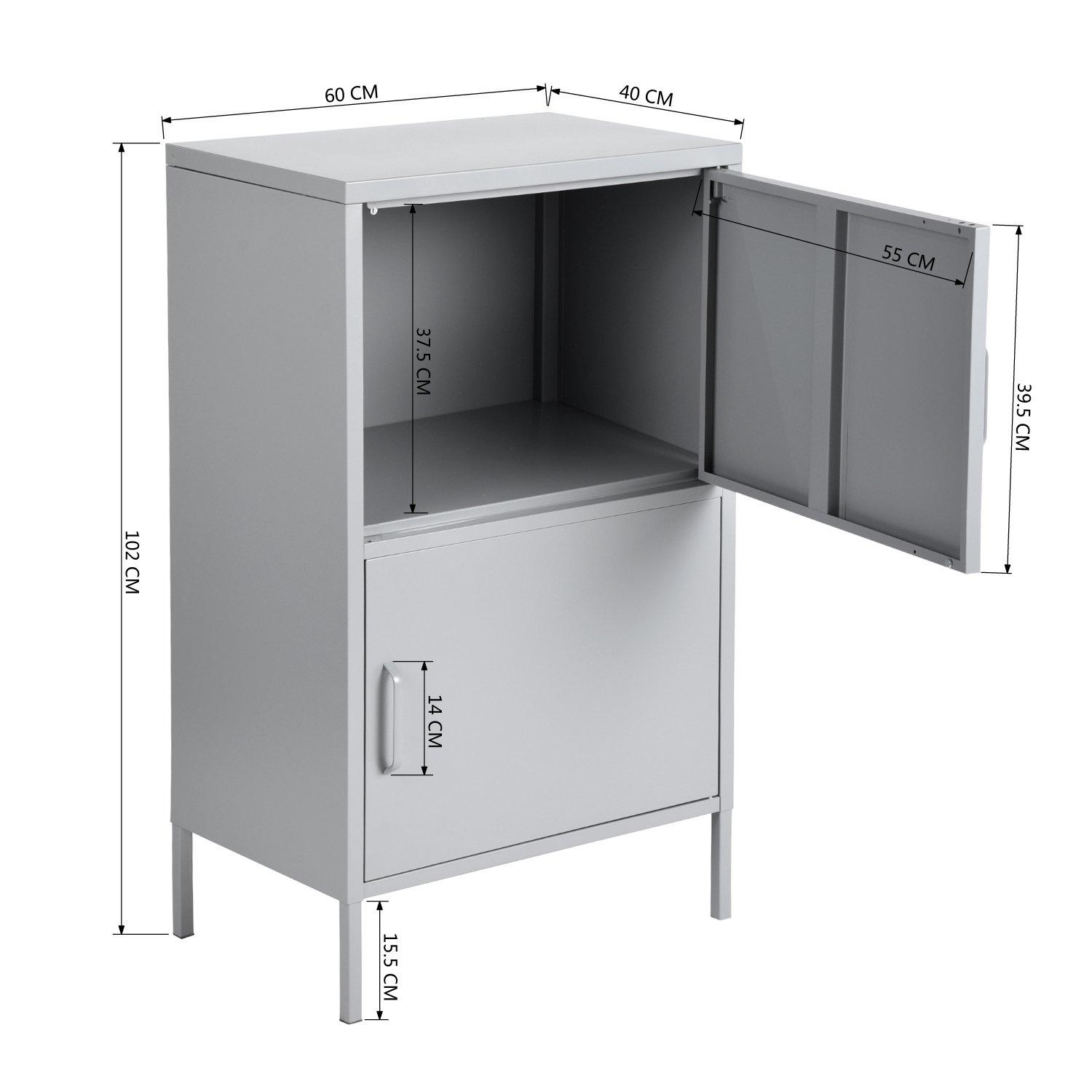 Dark Grey - FurnitureR - Storage Cabinet with 2 Doors Tall Utility Cupboard with Shelves 102 cm High Organizer - 8