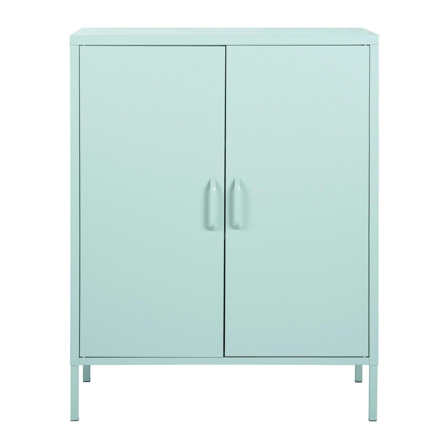 Light Green - FurnitureR - Cabinet with Adjustable Shelves Metal Frame 80 x 40 x 101.5 cm - 4