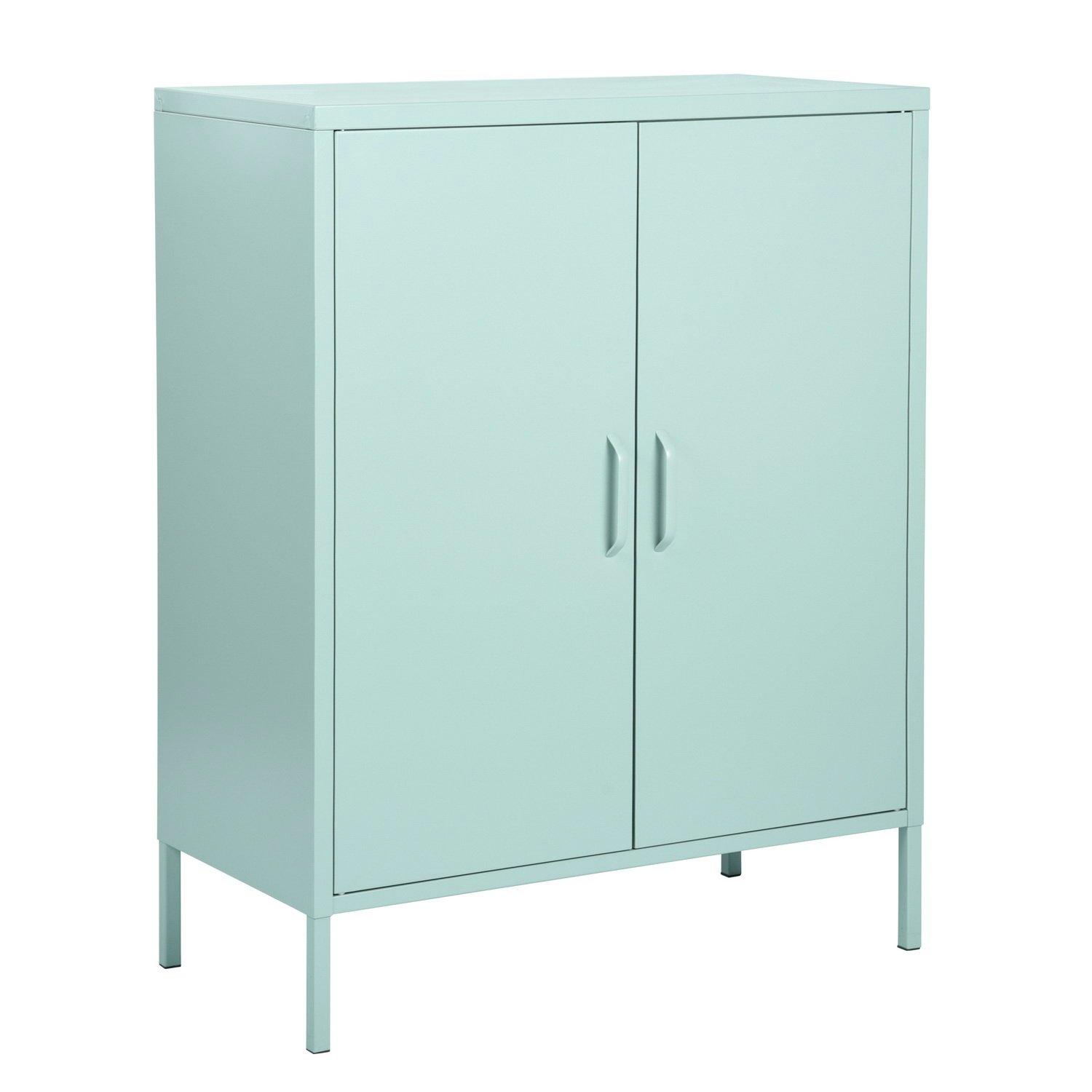 Light Green - FurnitureR - Cabinet with Adjustable Shelves Metal Frame 80 x 40 x 101.5 cm - 5