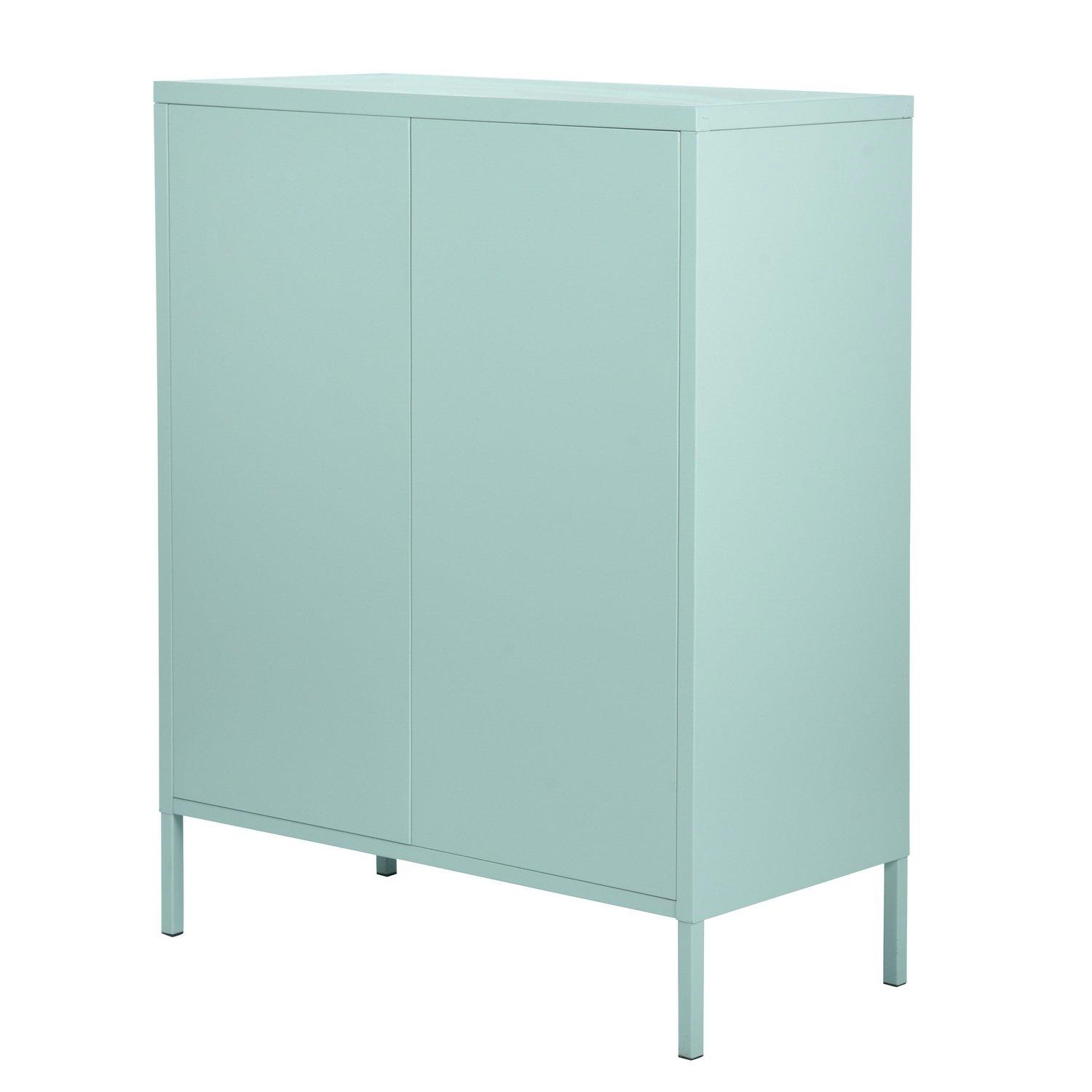 Light Green - FurnitureR - Cabinet with Adjustable Shelves Metal Frame 80 x 40 x 101.5 cm - 7