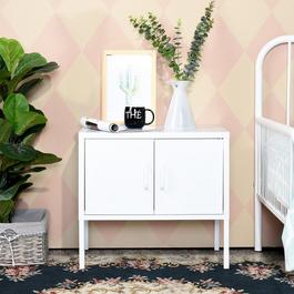 FurnitureR Metal Side Cabinet with Dual Doors 60 x 35 x 56 cm