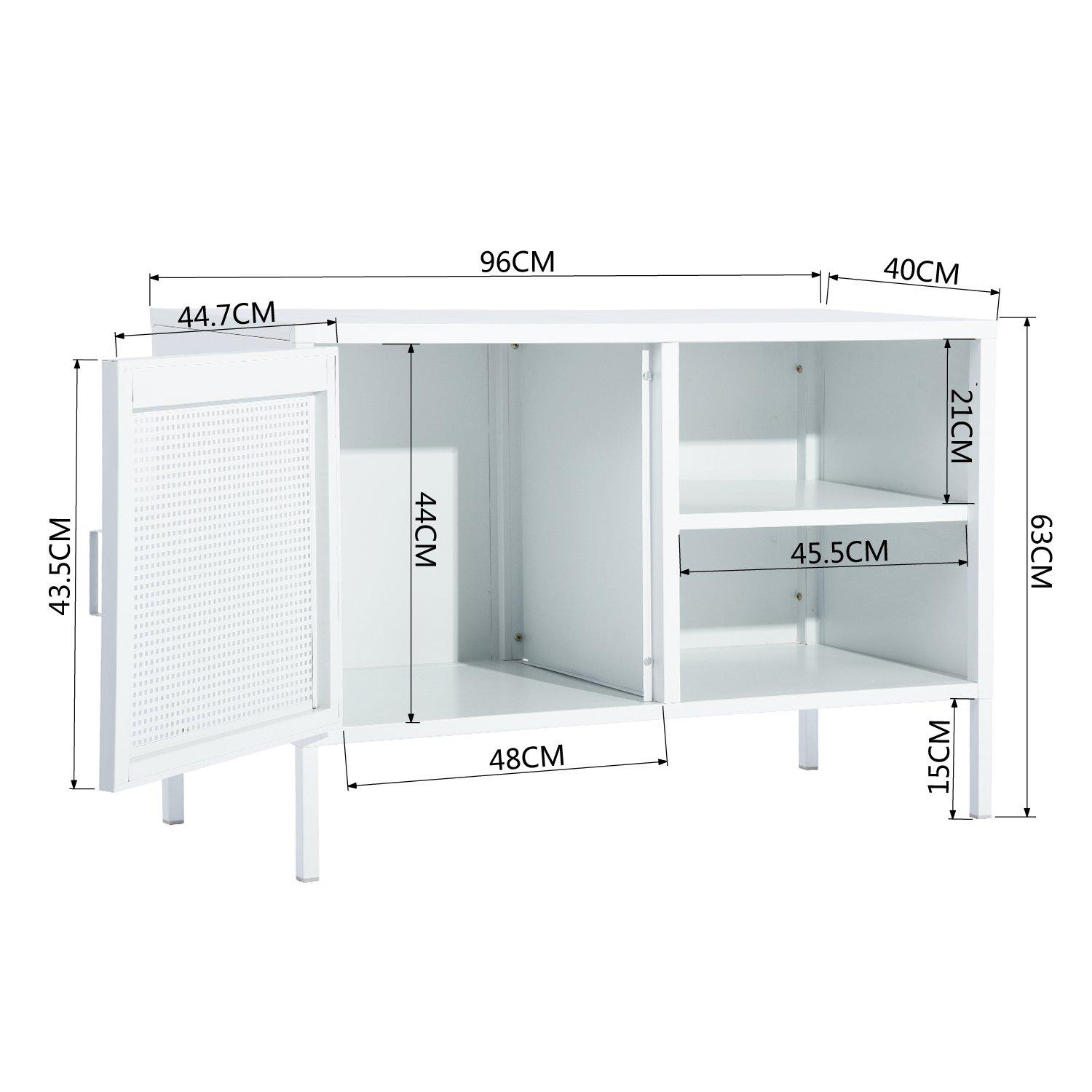Bianco - FurnitureR - Storage Cabinet with Shelves and Perforated Door White 96.5 x 40 x 64.5 cm - 8