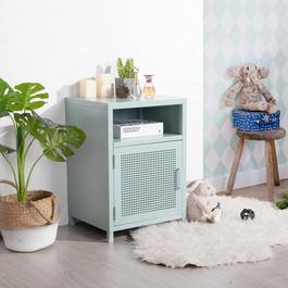 FurnitureR Storage Cabinet with Perforated Door and Open Shelf 39 x 35 x 56 cm