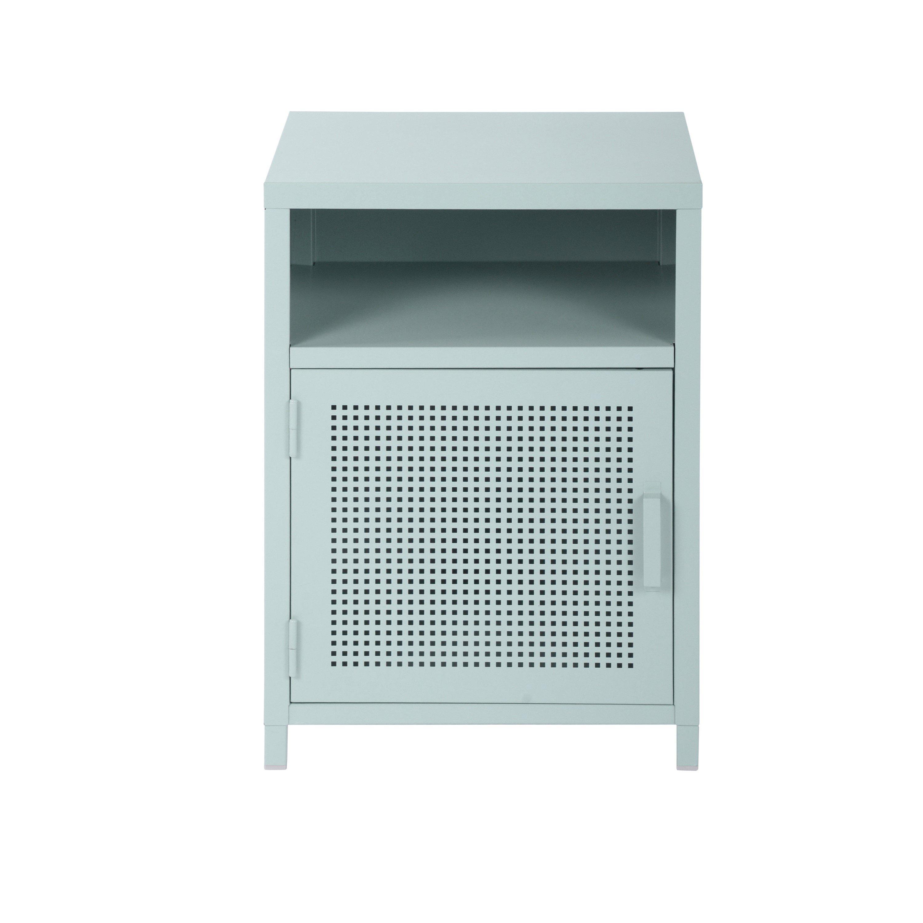Green - FurnitureR - Storage Cabinet with Perforated Door and Open Shelf 39 x 35 x 56 cm - 5