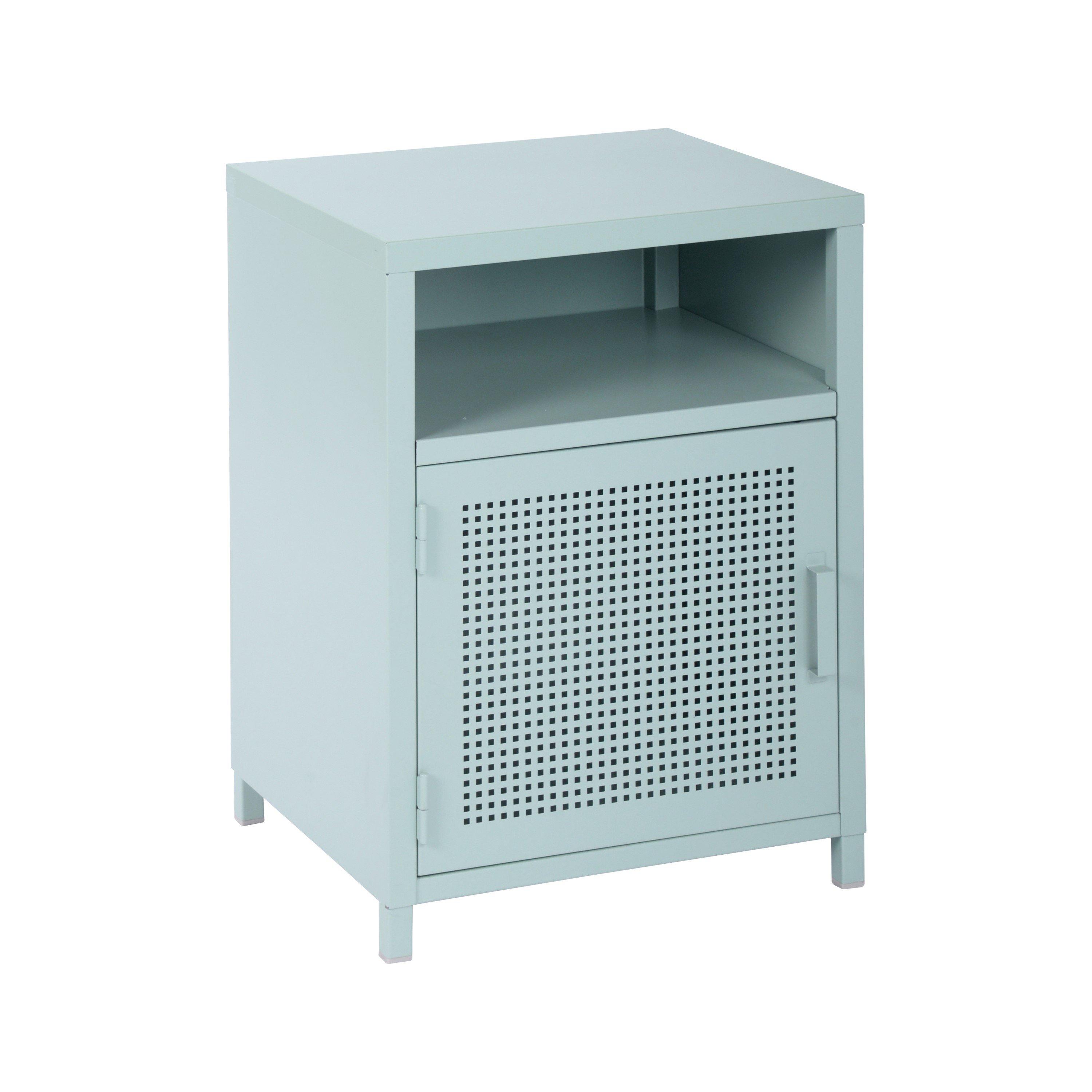 Green - FurnitureR - Storage Cabinet with Perforated Door and Open Shelf 39 x 35 x 56 cm - 6
