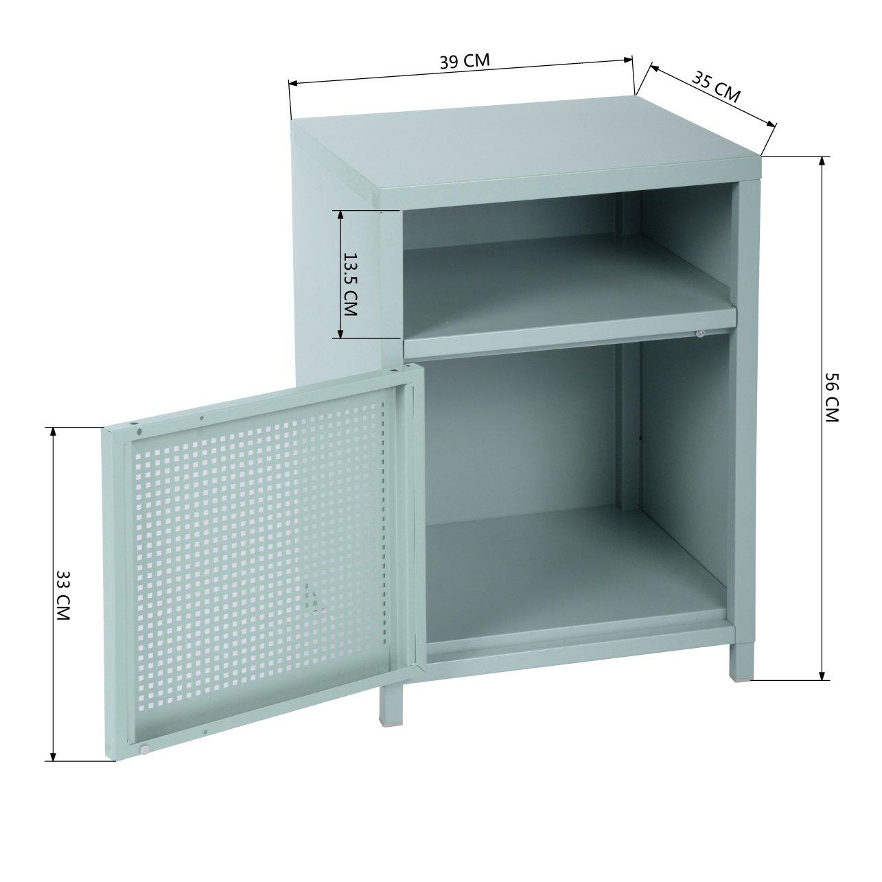 Green - FurnitureR - Storage Cabinet with Perforated Door and Open Shelf 39 x 35 x 56 cm - 8