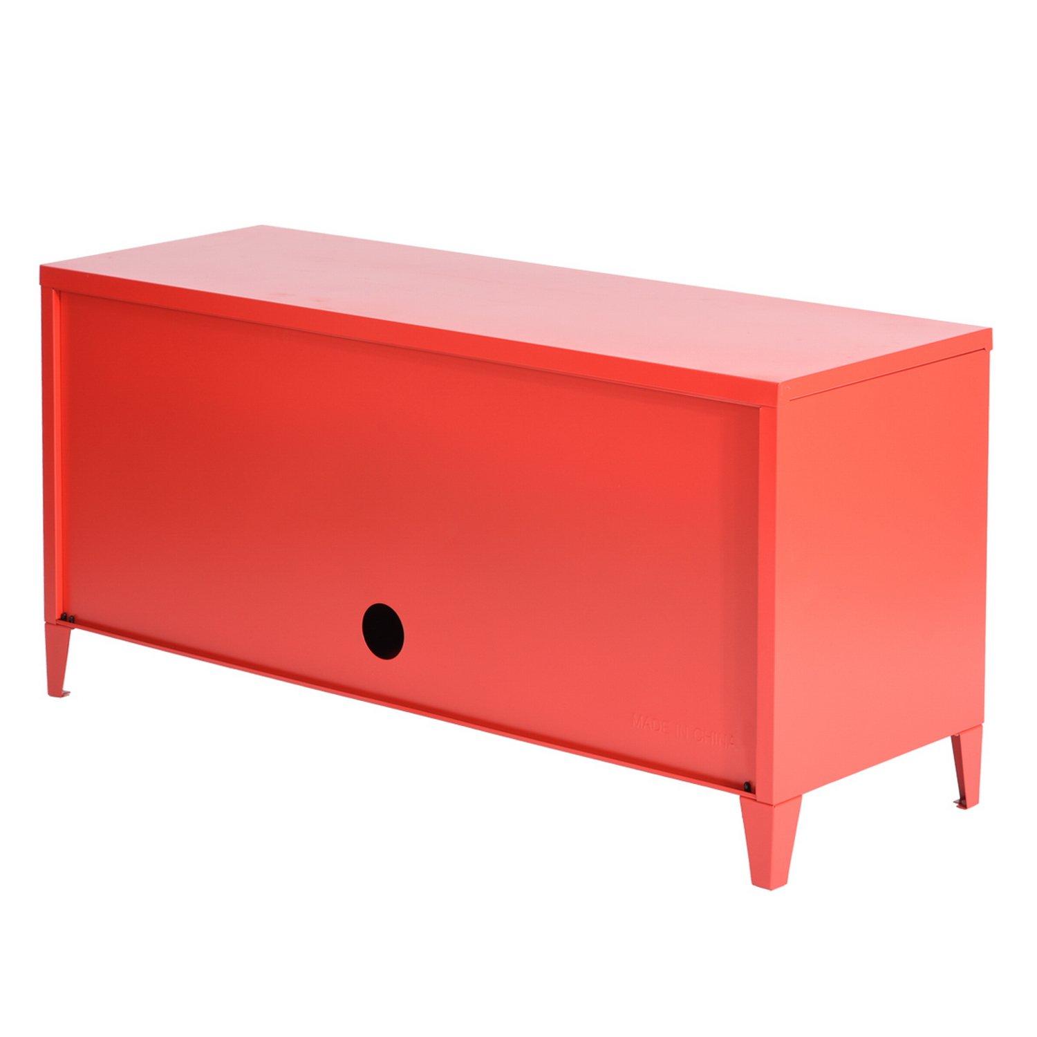 Red - FurnitureR - Sideboard Cabinet with 3 Doors and Internal Shelves 120 x 40 x 58 cm - 6