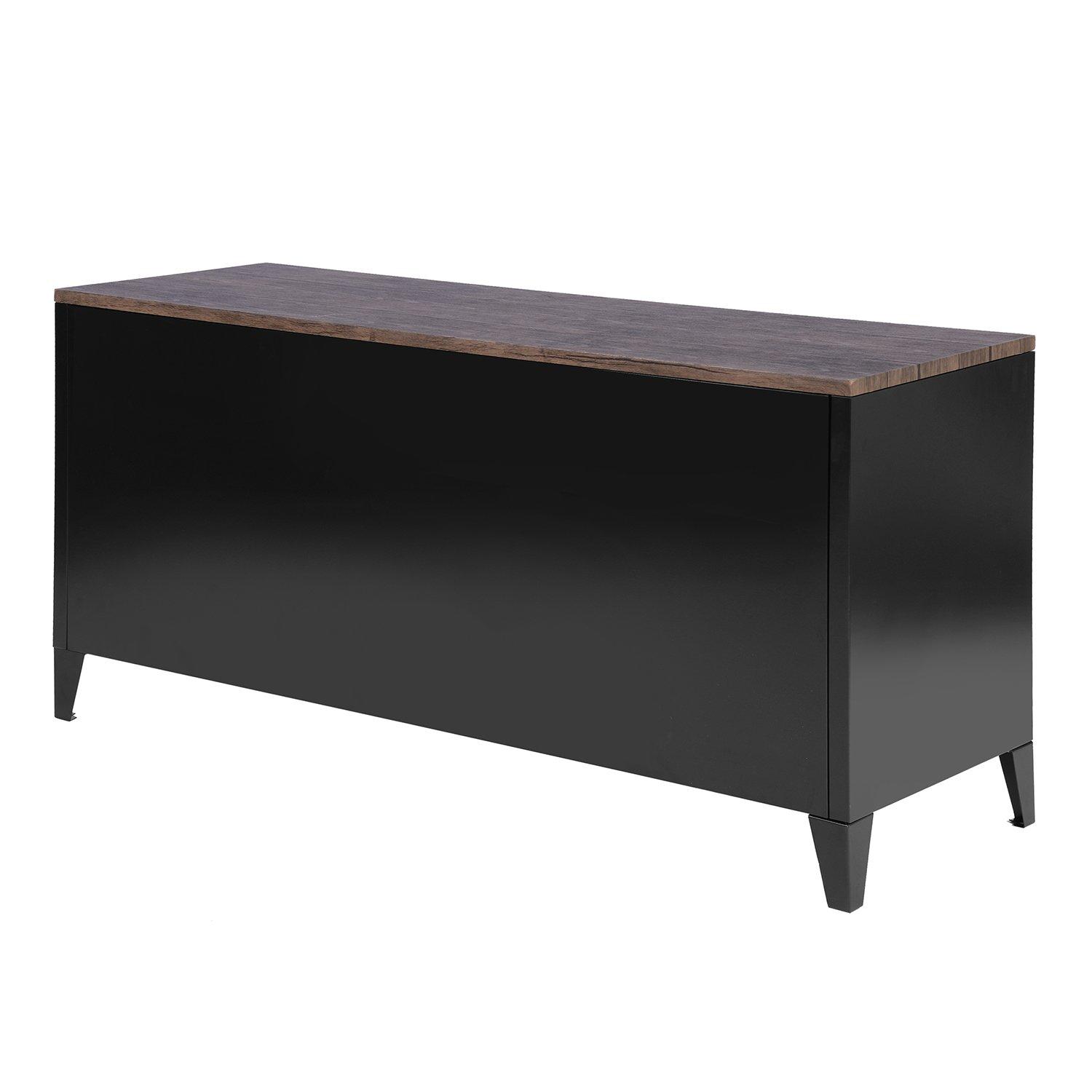 Black - FurnitureR - Sideboard Cabinet with 3 Doors and Shelves 120.5 x 40.5 x 50 cm - 6