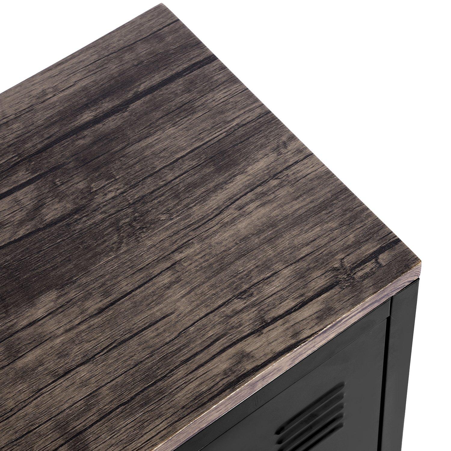 Black - FurnitureR - Sideboard Cabinet with 3 Doors and Shelves 120.5 x 40.5 x 50 cm - 7