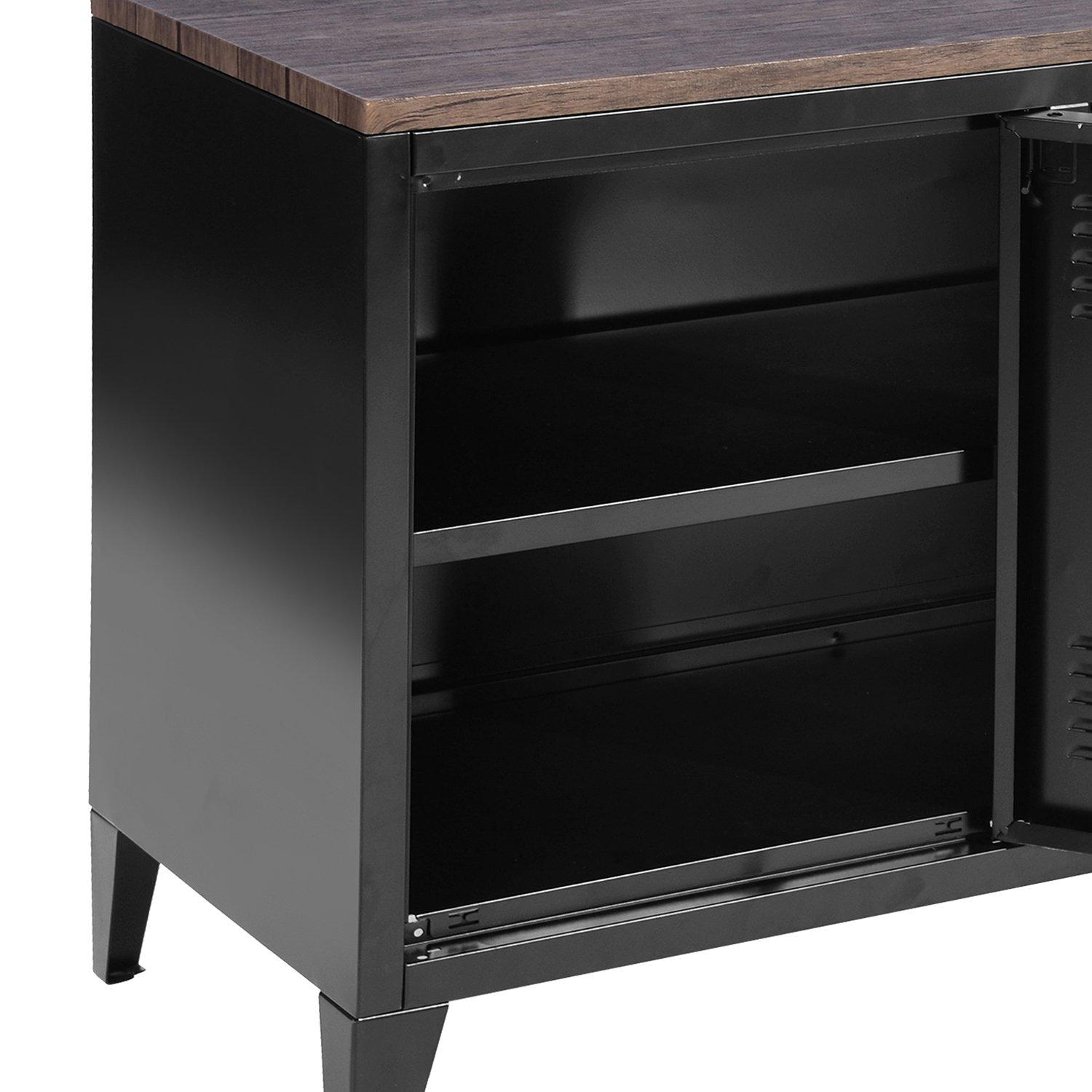 Black - FurnitureR - Sideboard Cabinet with 3 Doors and Shelves 120.5 x 40.5 x 50 cm - 8