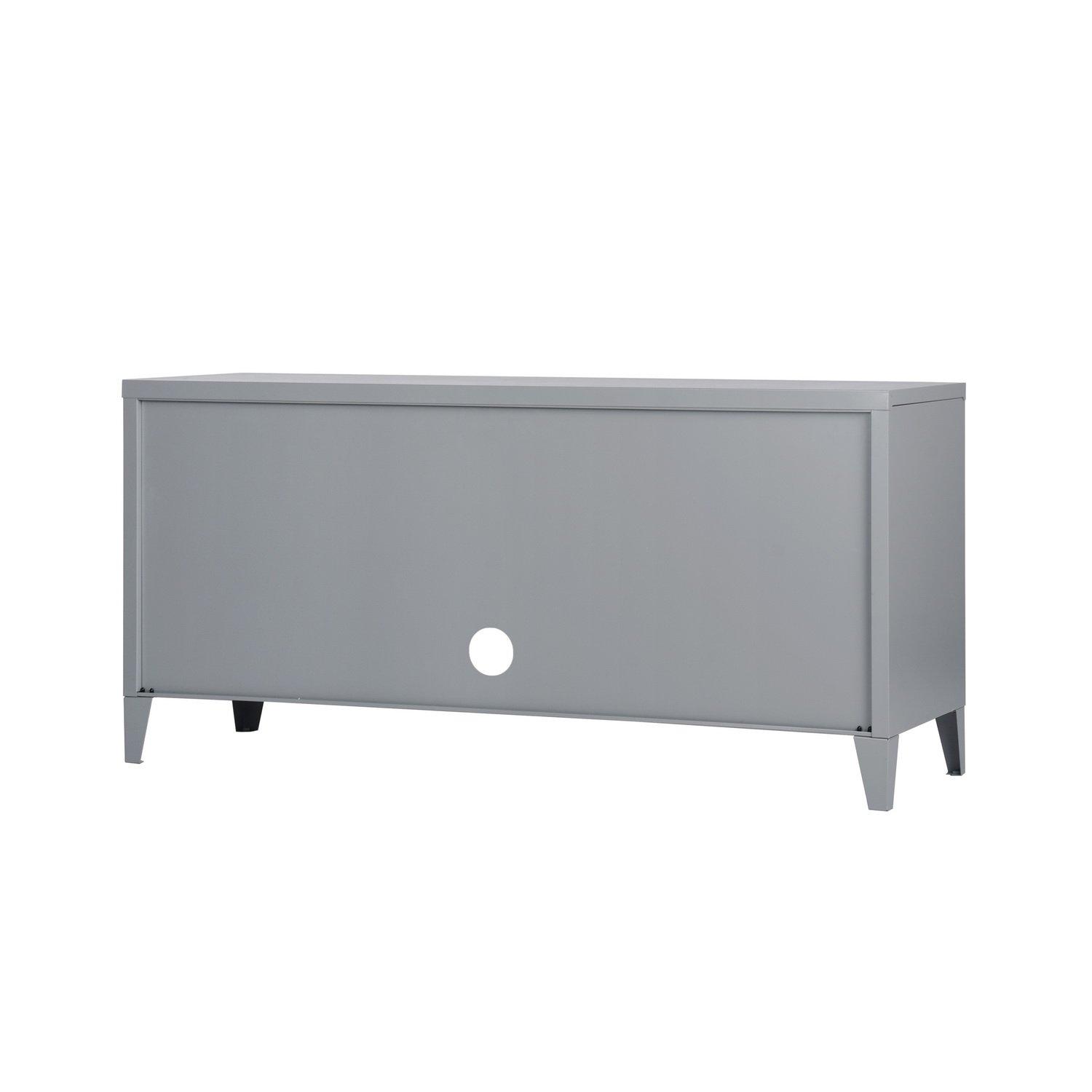 Dark Grey - FurnitureR - Sideboard with Star Pattern Doors and Cable Hole 120 x 40 x 58 cm - 6