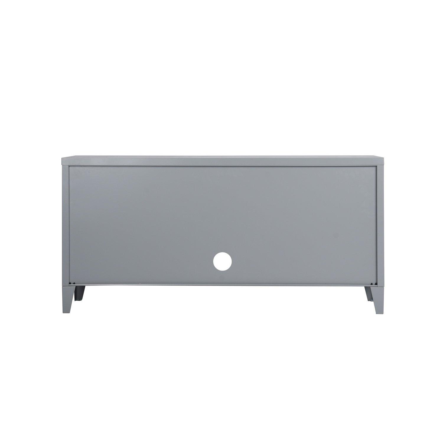 Dark Grey - FurnitureR - Sideboard with Star Pattern Doors and Cable Hole 120 x 40 x 58 cm - 7