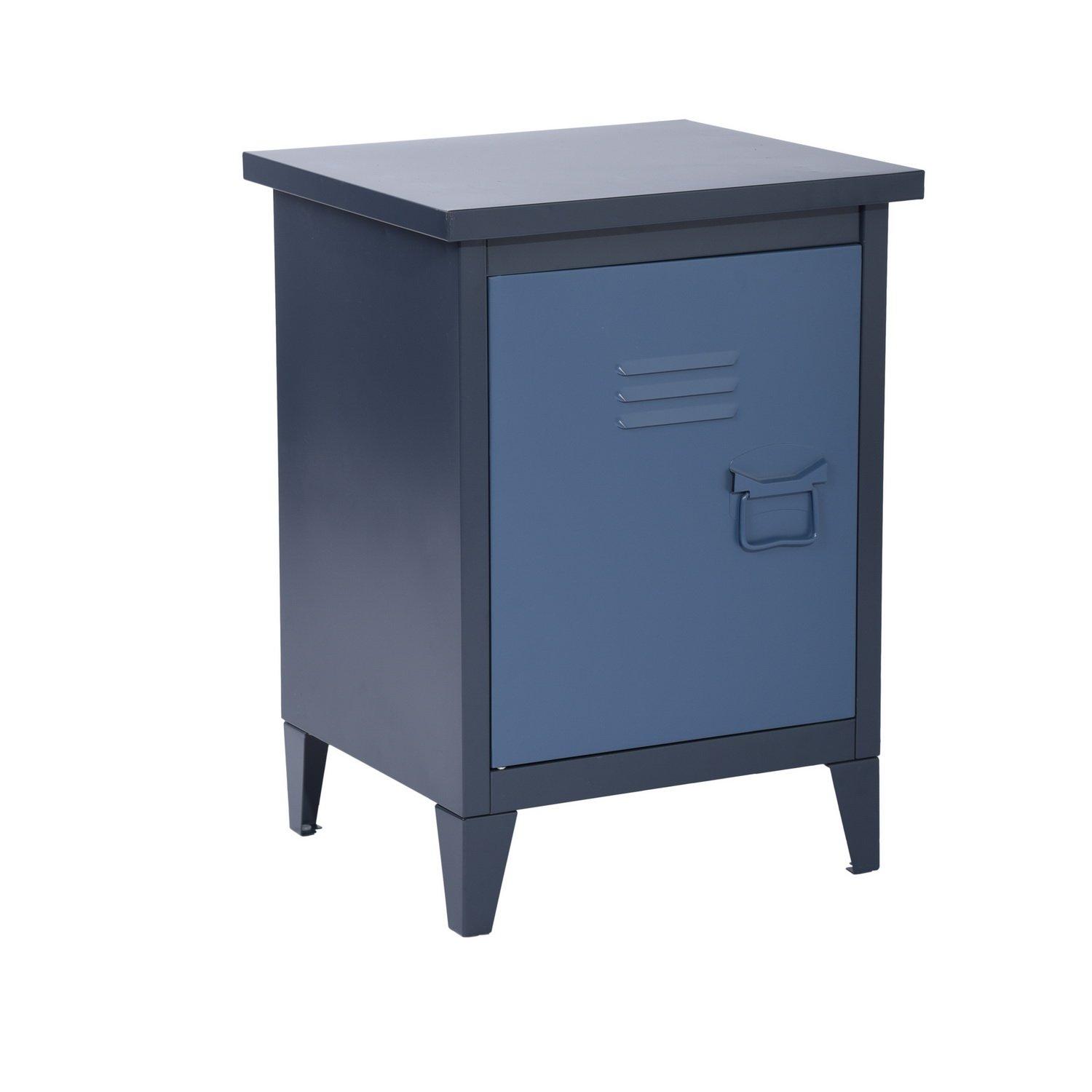 Blue - FurnitureR - Bedside Cabinet with Door and Shelf 44 x 39 x 60.5 cm - 4