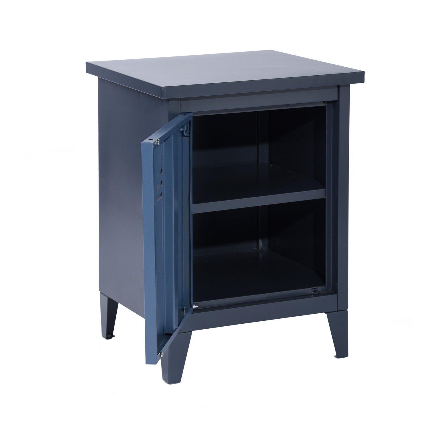 Blue - FurnitureR - Bedside Cabinet with Door and Shelf 44 x 39 x 60.5 cm - 5