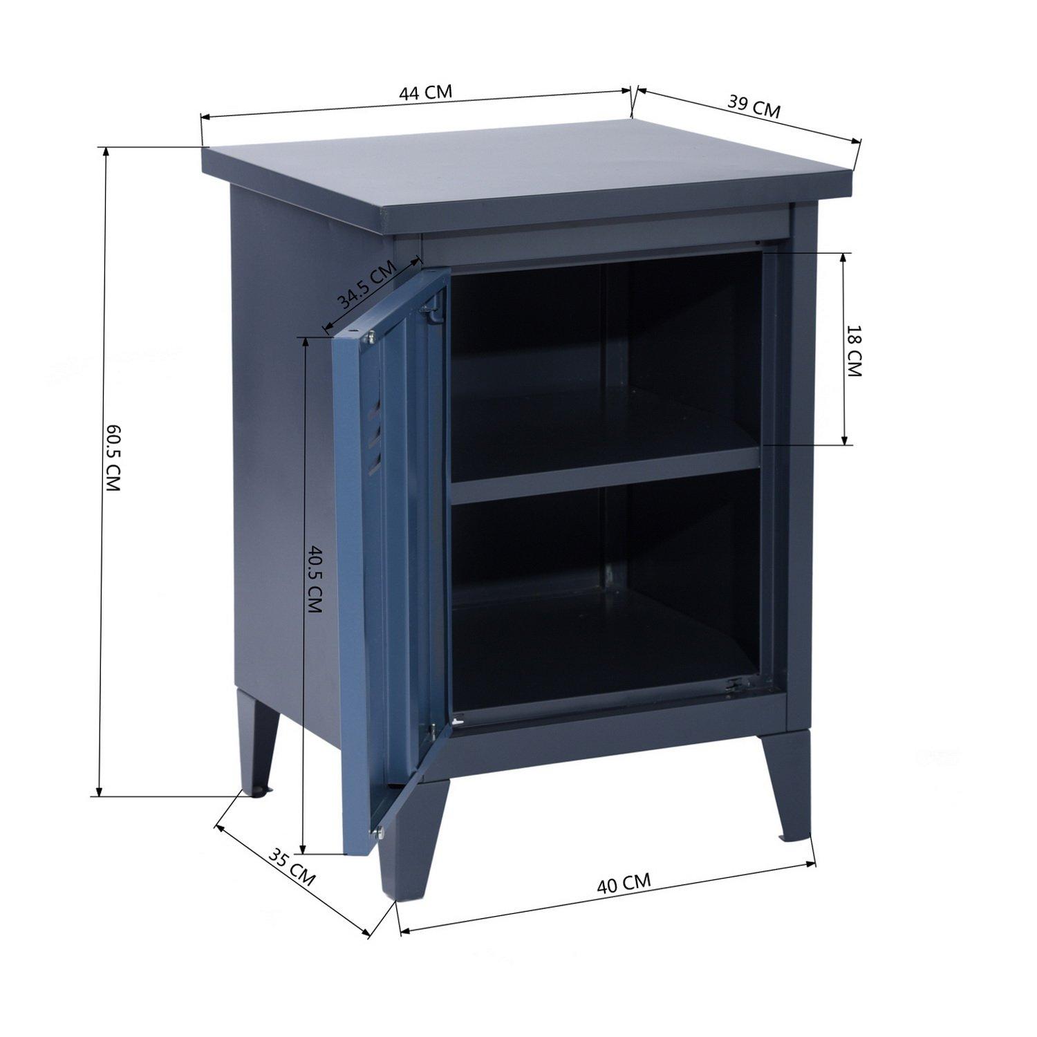 Blue - FurnitureR - Bedside Cabinet with Door and Shelf 44 x 39 x 60.5 cm - 8