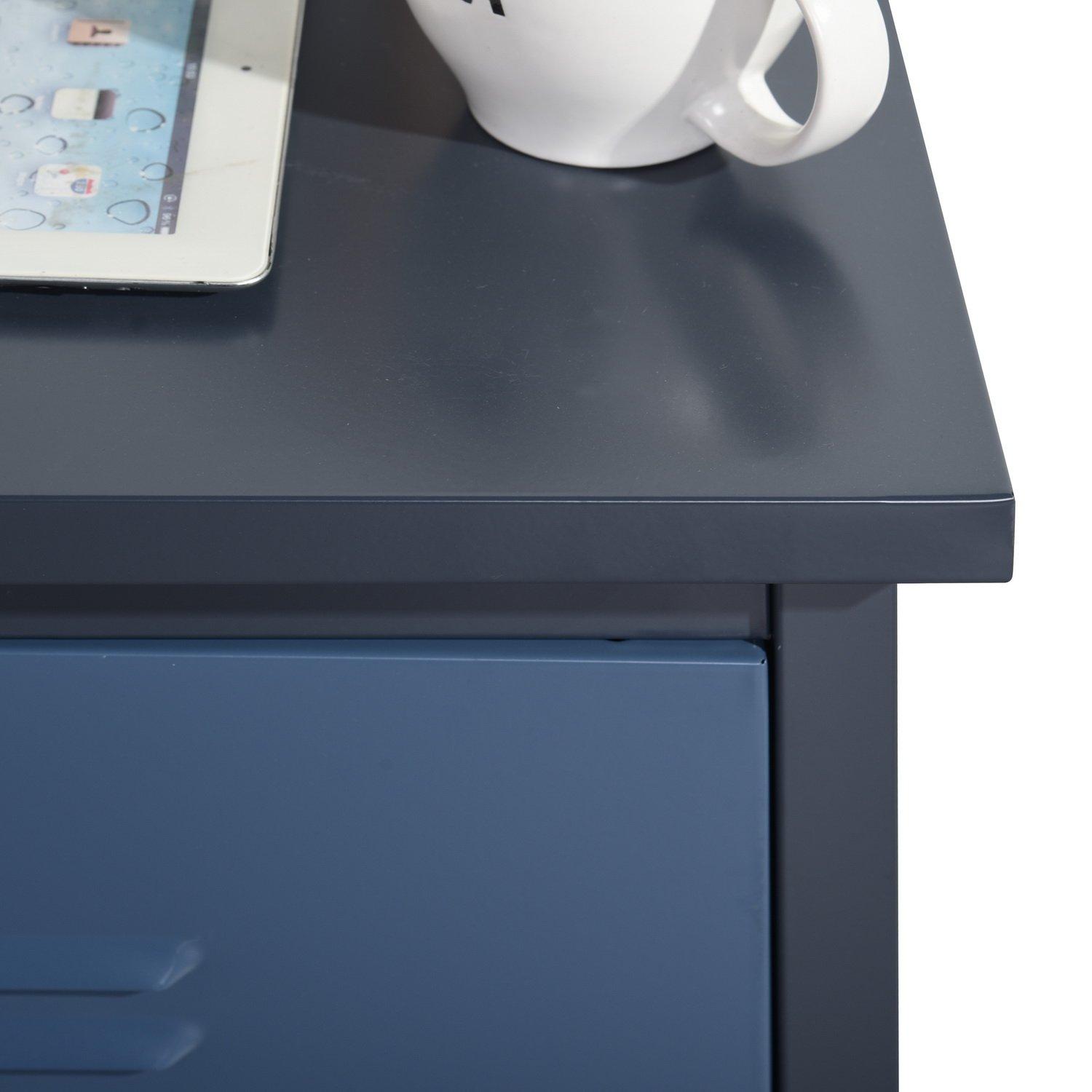 Blue - FurnitureR - Bedside Cabinet with Door and Shelf 44 x 39 x 60.5 cm - 9
