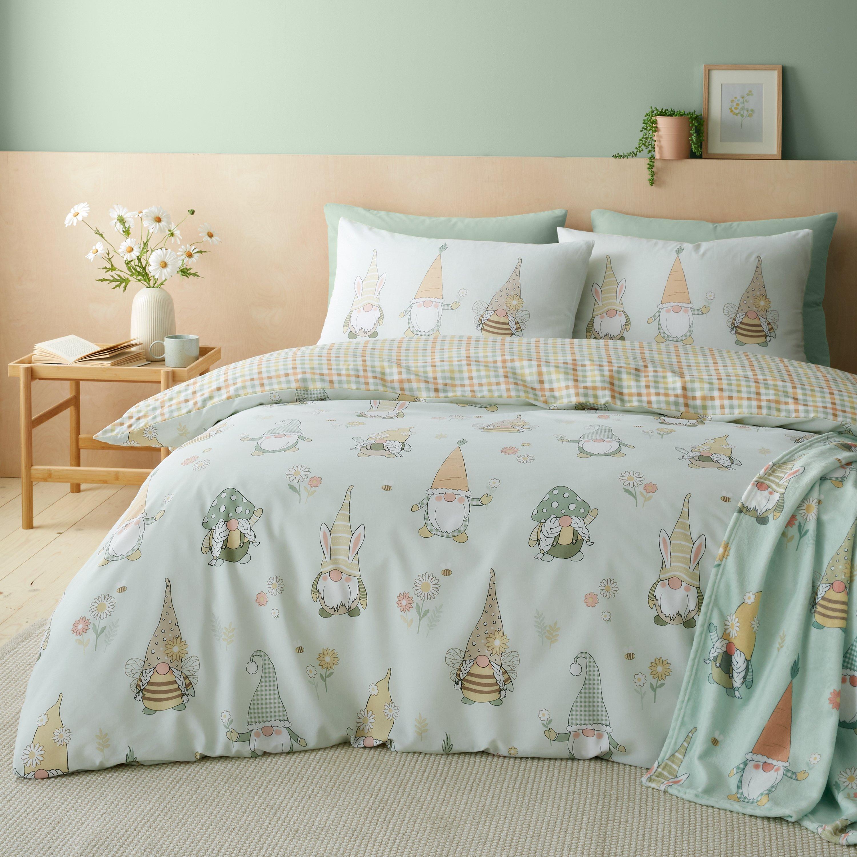 Mint Green - Catherine Lansfield - Spring Gonks Reversible Duvet Cover Set - 1