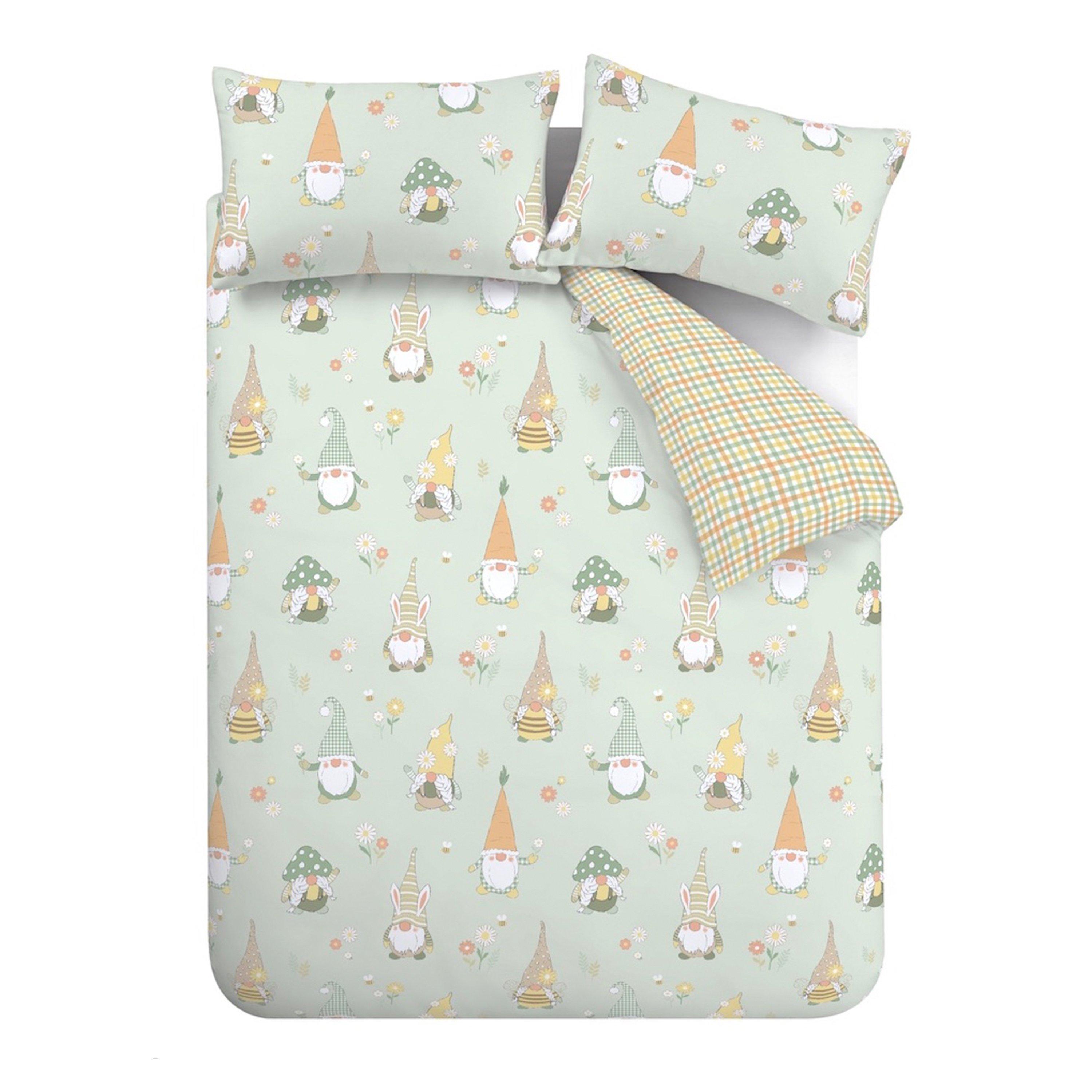 Mint Green - Catherine Lansfield - Spring Gonks Reversible Duvet Cover Set - 6