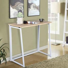 FurnitureR Industrial Desk – 80x40 cm Oak Effect Table with White Metal Frame