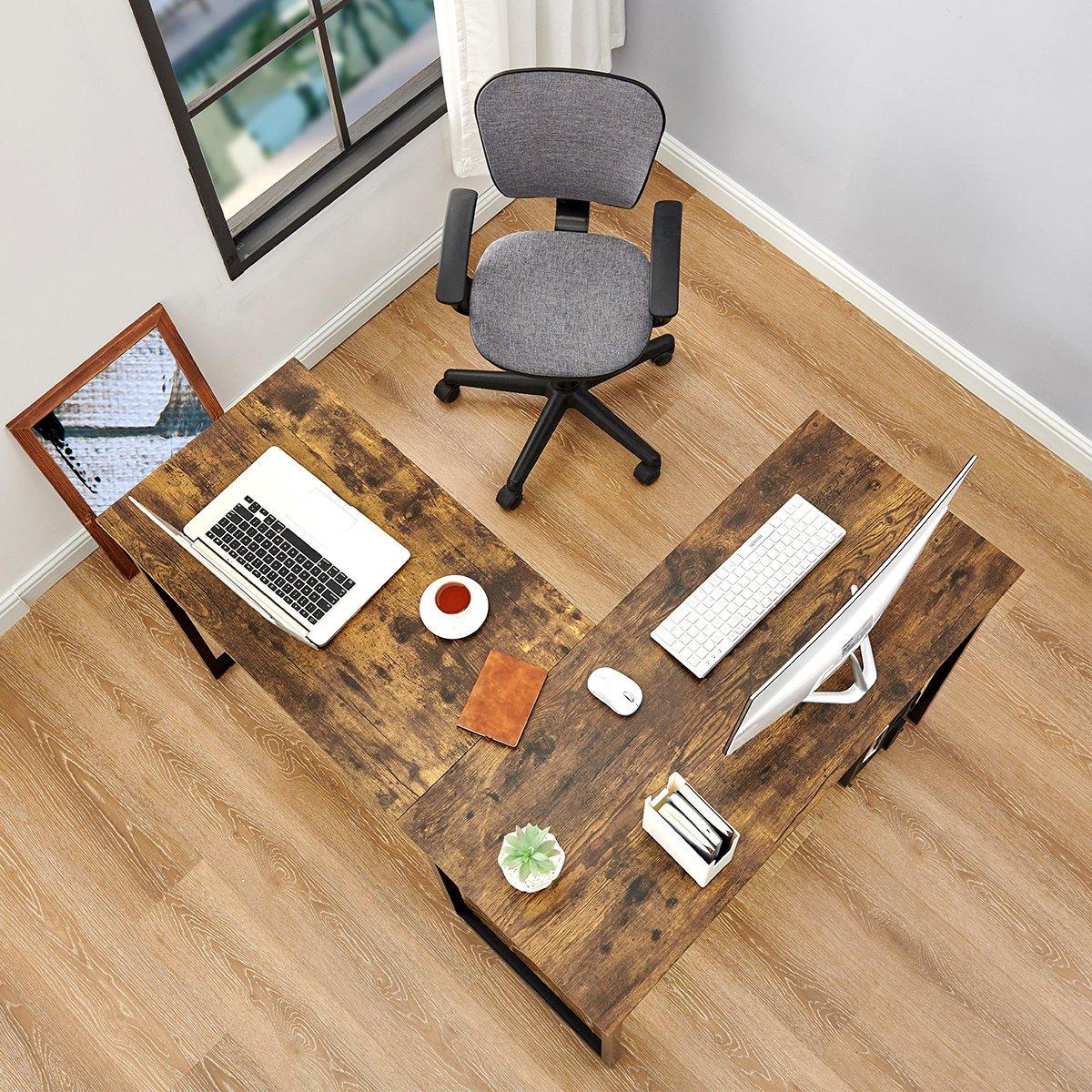 Vintage Brown - FurnitureR - Corner Desk 129 cm Home Office Computer Table with Metal Frame - 4
