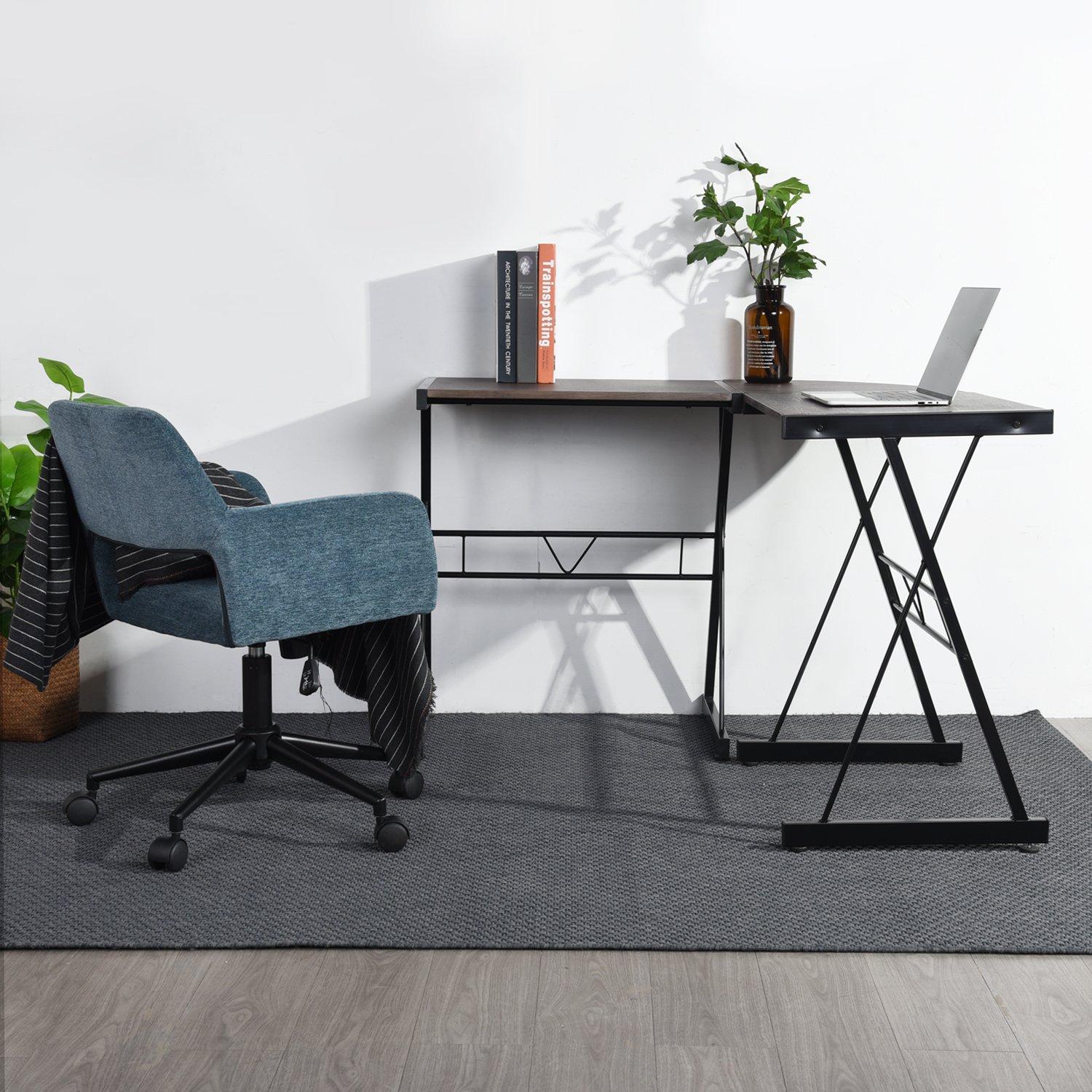 Grey - FurnitureR - Corner Computer Desk Office Workstation with Steel Frame - 2