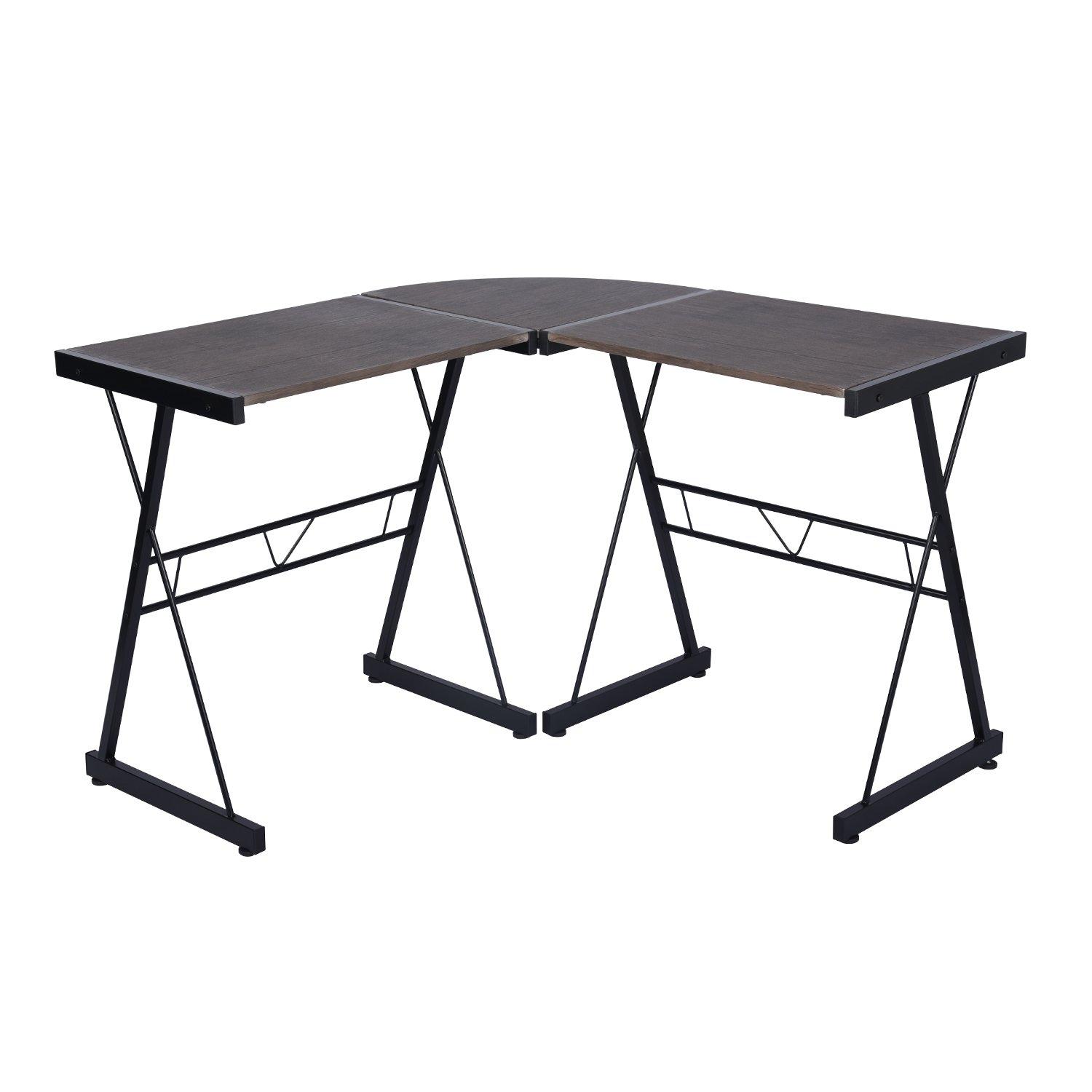 Grey - FurnitureR - Corner Computer Desk Office Workstation with Steel Frame - 5