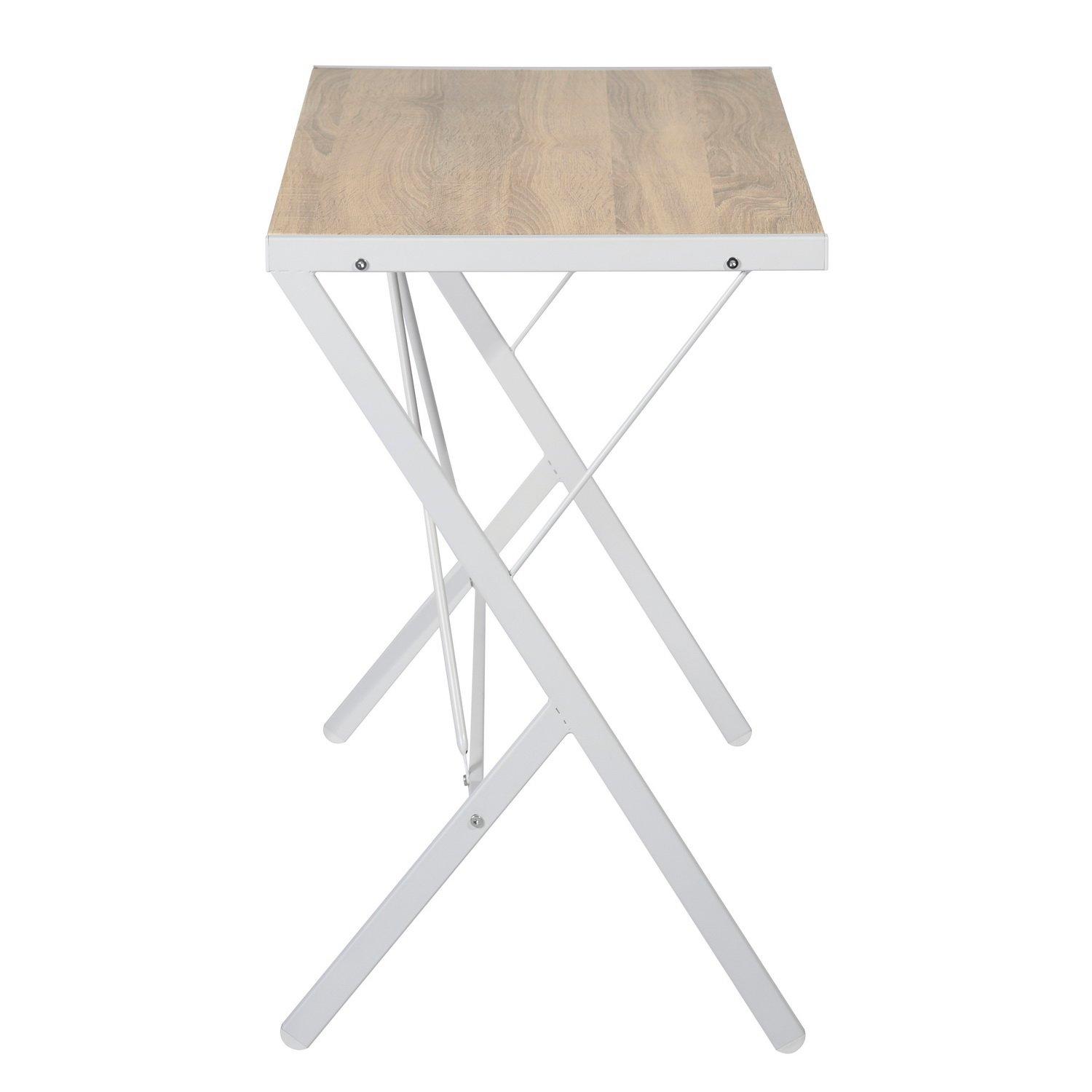 White - FurnitureR - Desk 90x48 cm Black Writing Table with Metal Frame - 6