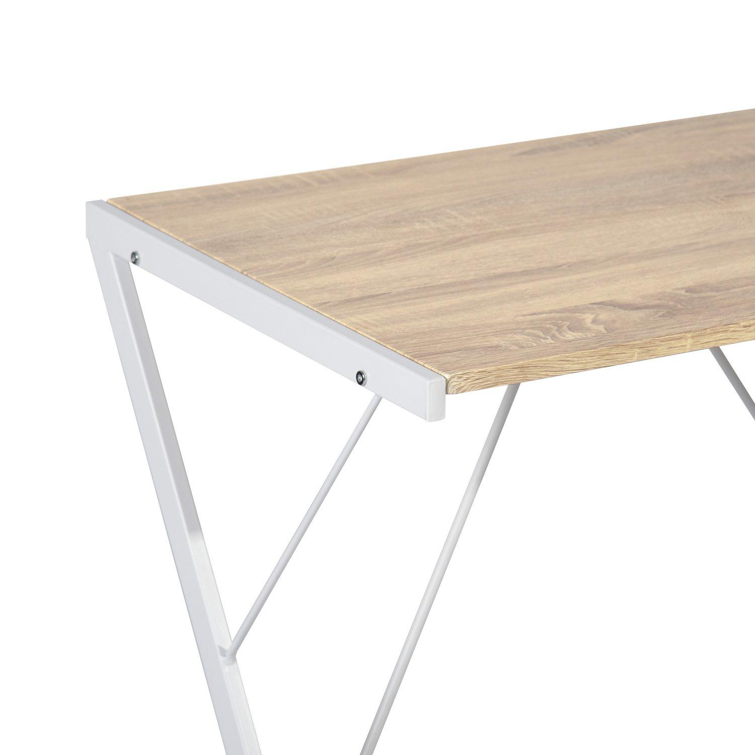 White - FurnitureR - Desk 90x48 cm Black Writing Table with Metal Frame - 9