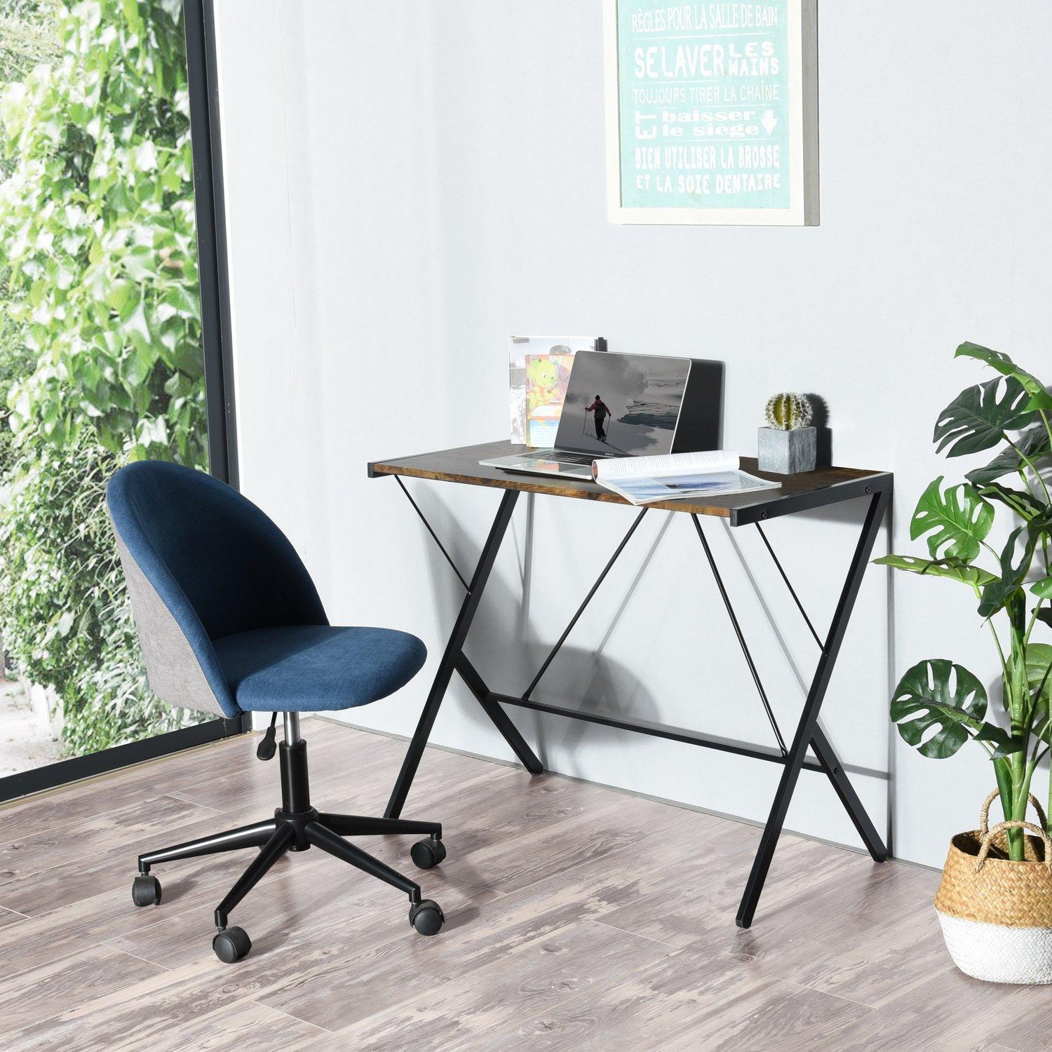Vintage Brown - FurnitureR - Computer Desk 90x48 cm Black Writing Table with Metal Frame - 2