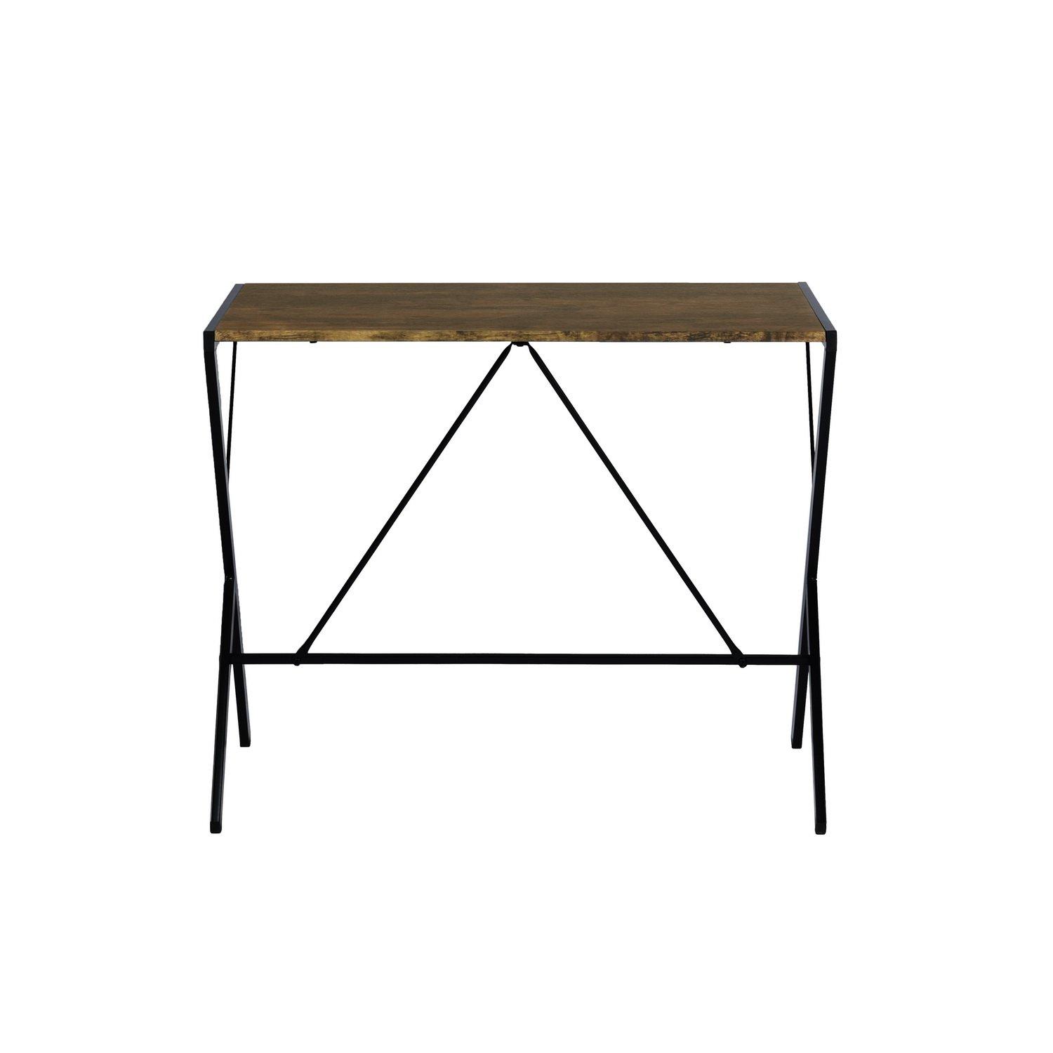 Vintage Brown - FurnitureR - Computer Desk 90x48 cm Black Writing Table with Metal Frame - 3