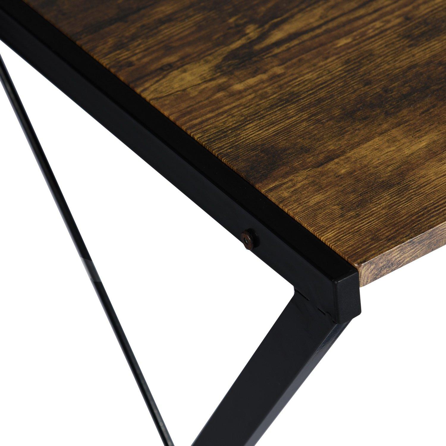 Vintage Brown - FurnitureR - Computer Desk 90x48 cm Black Writing Table with Metal Frame - 8