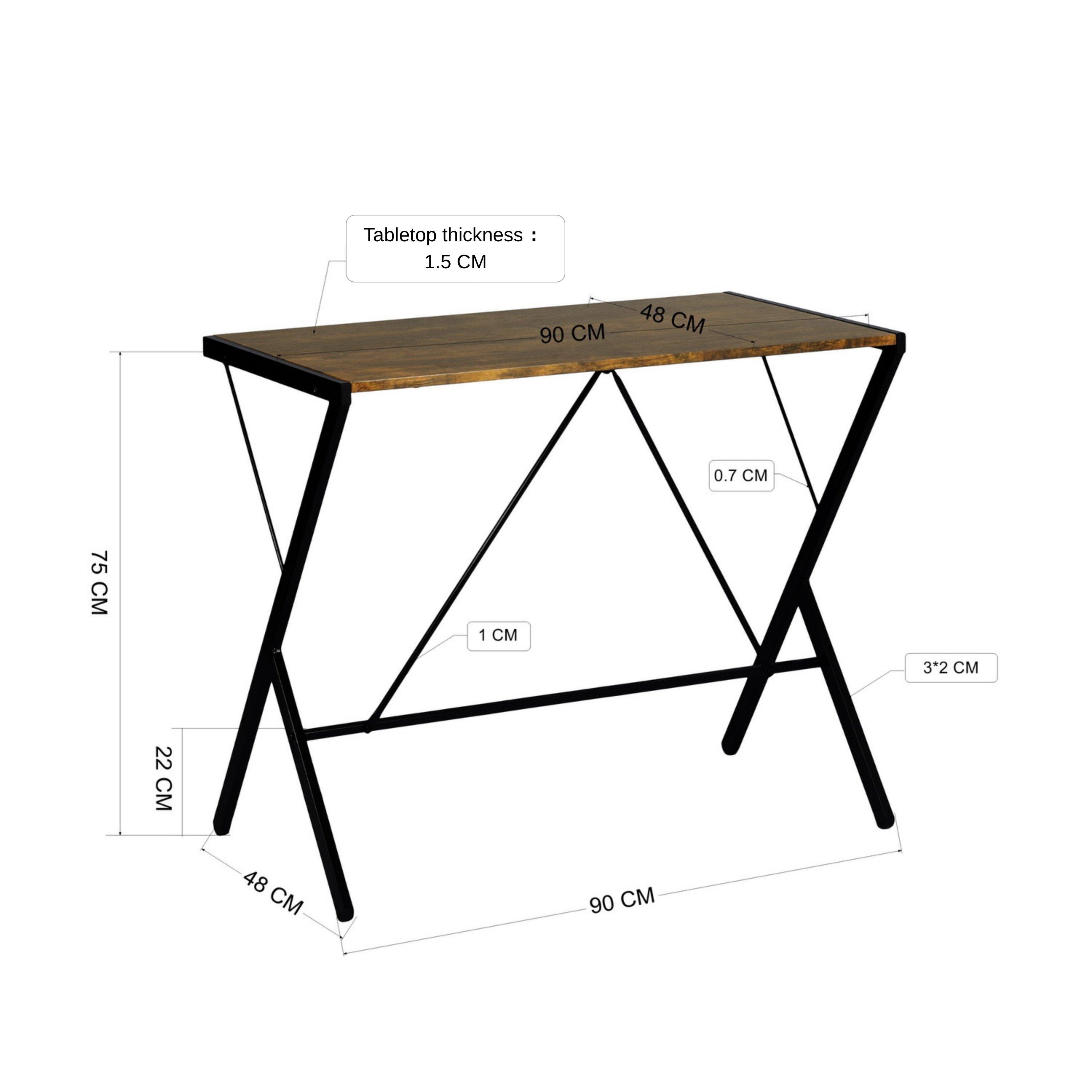 Vintage Brown - FurnitureR - Computer Desk 90x48 cm Black Writing Table with Metal Frame - 9