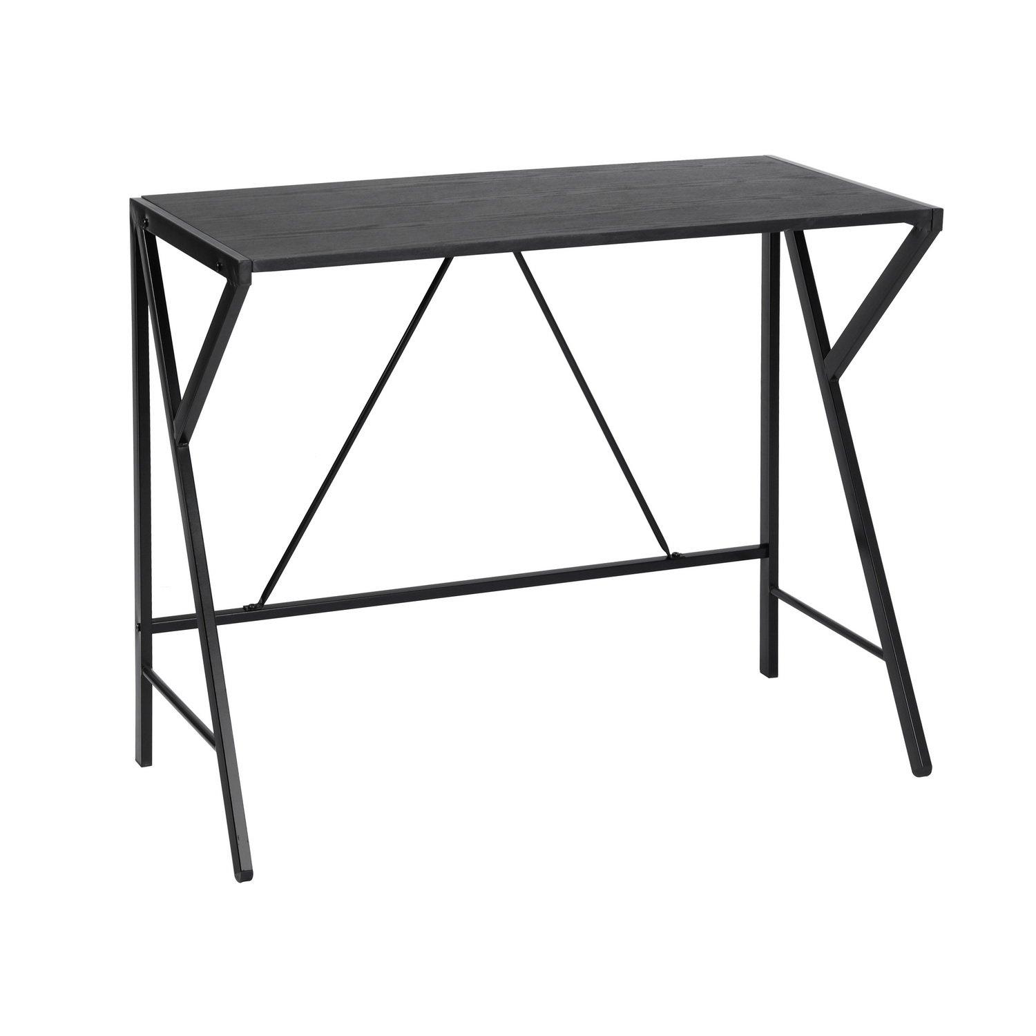 Black - FurnitureR - Writing Desk – Minimalist Computer Table with Oak-Effect Top - 2