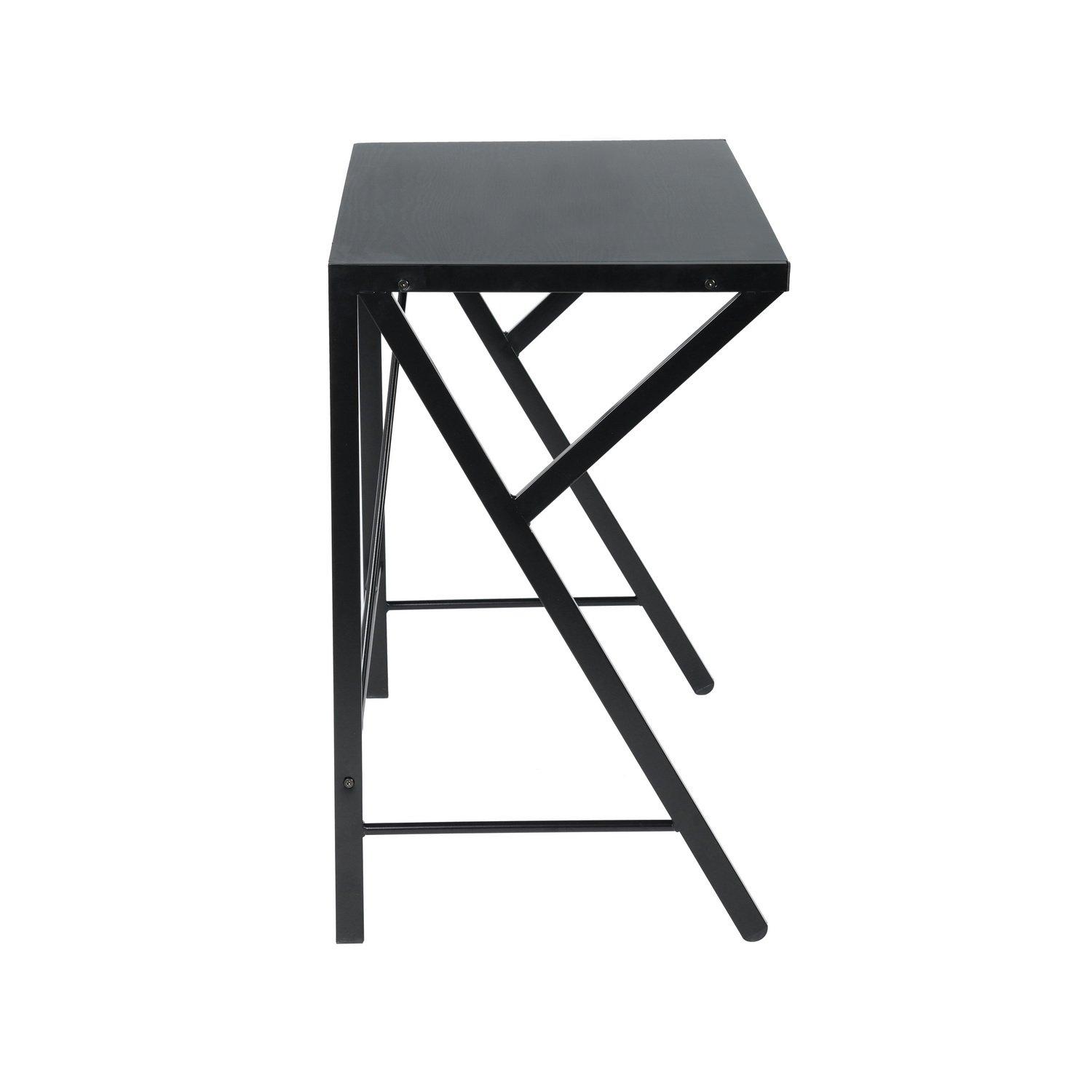 Black - FurnitureR - Writing Desk – Minimalist Computer Table with Oak-Effect Top - 5