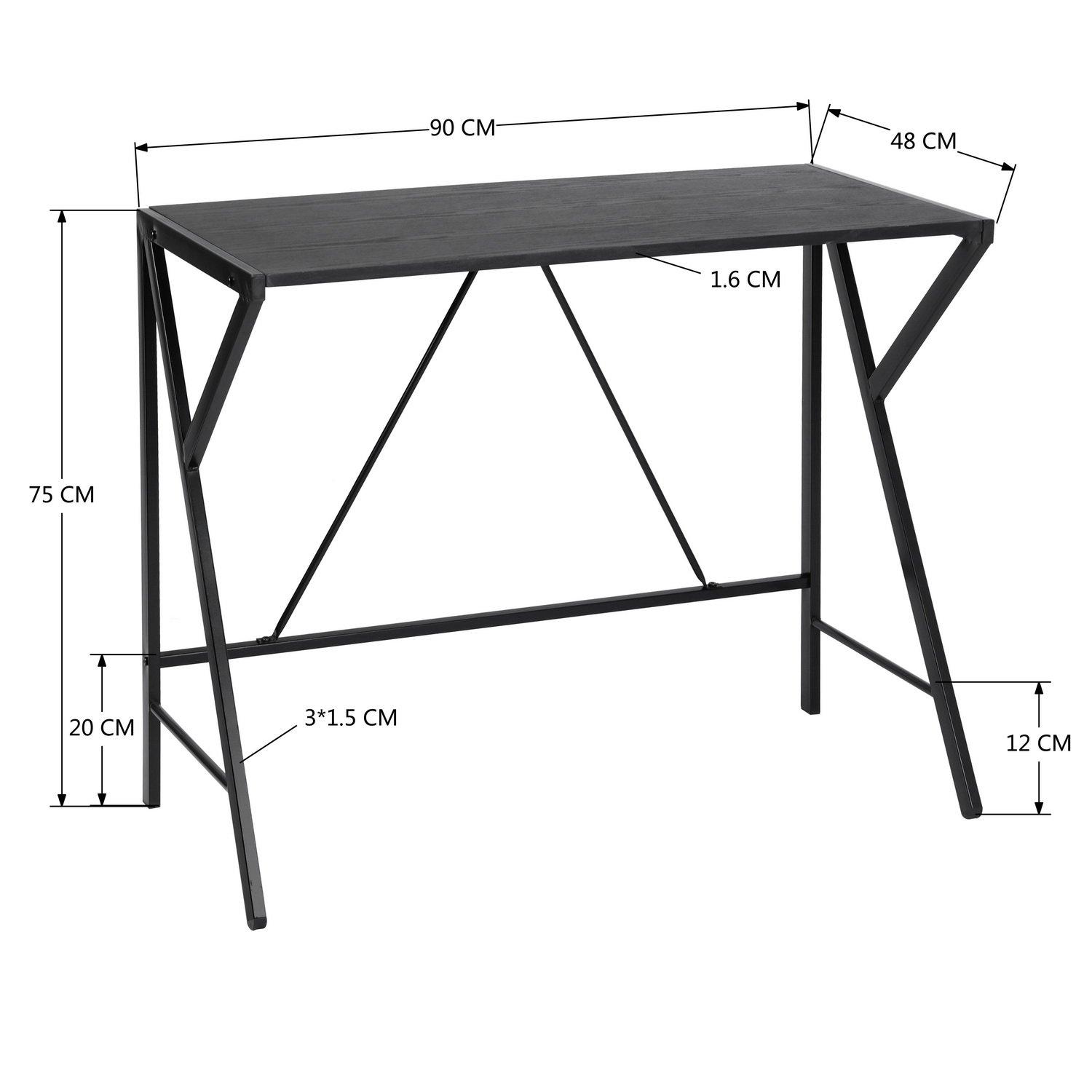Black - FurnitureR - Writing Desk – Minimalist Computer Table with Oak-Effect Top - 6
