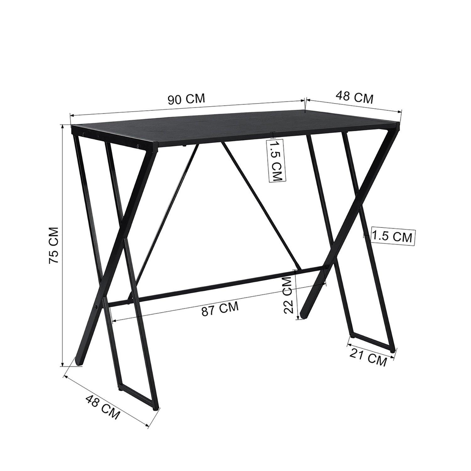 Black - FurnitureR - Industrial Writing Desk Vintage Computer Table - 7