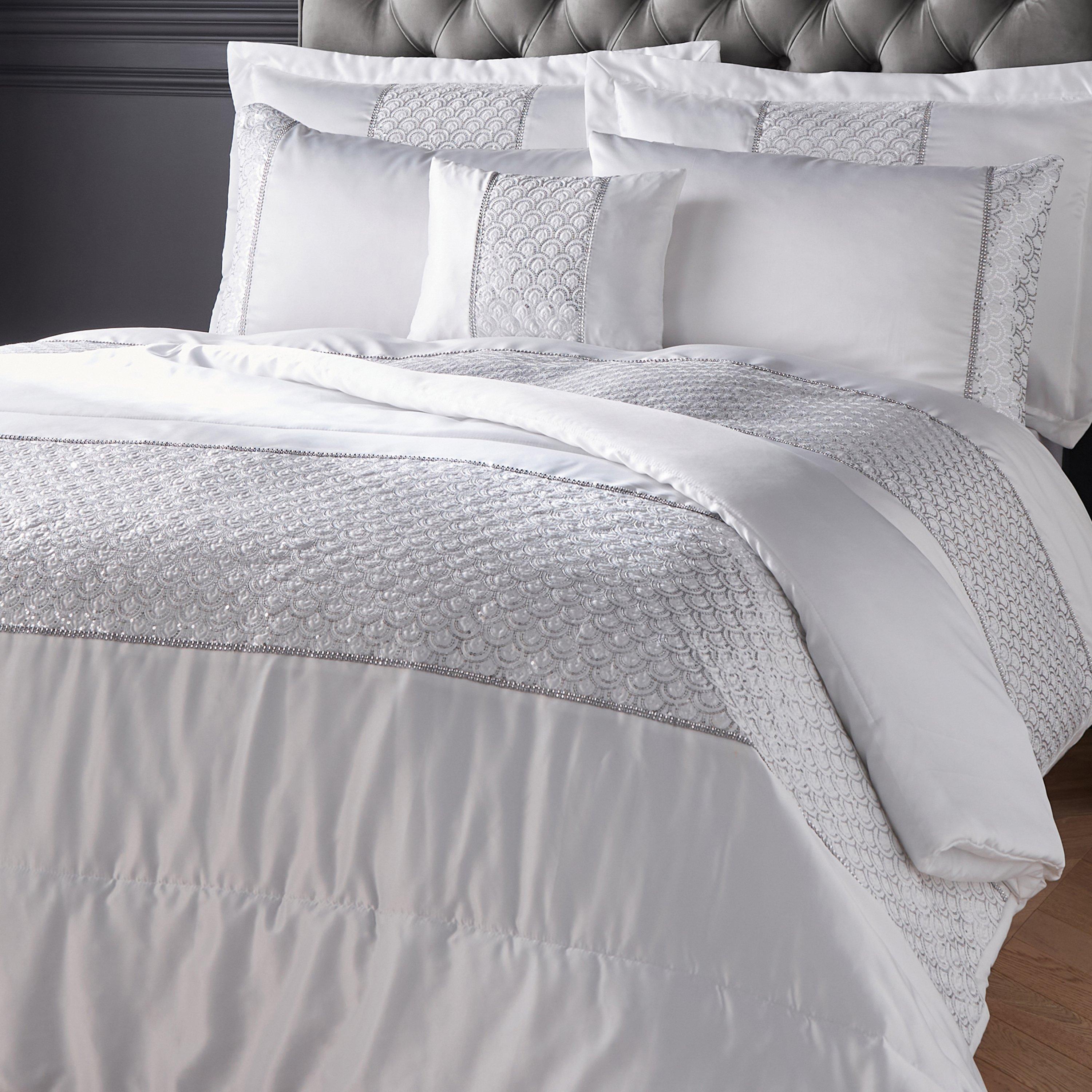 White - Catherine Lansfield - Sequin Cushion - 2