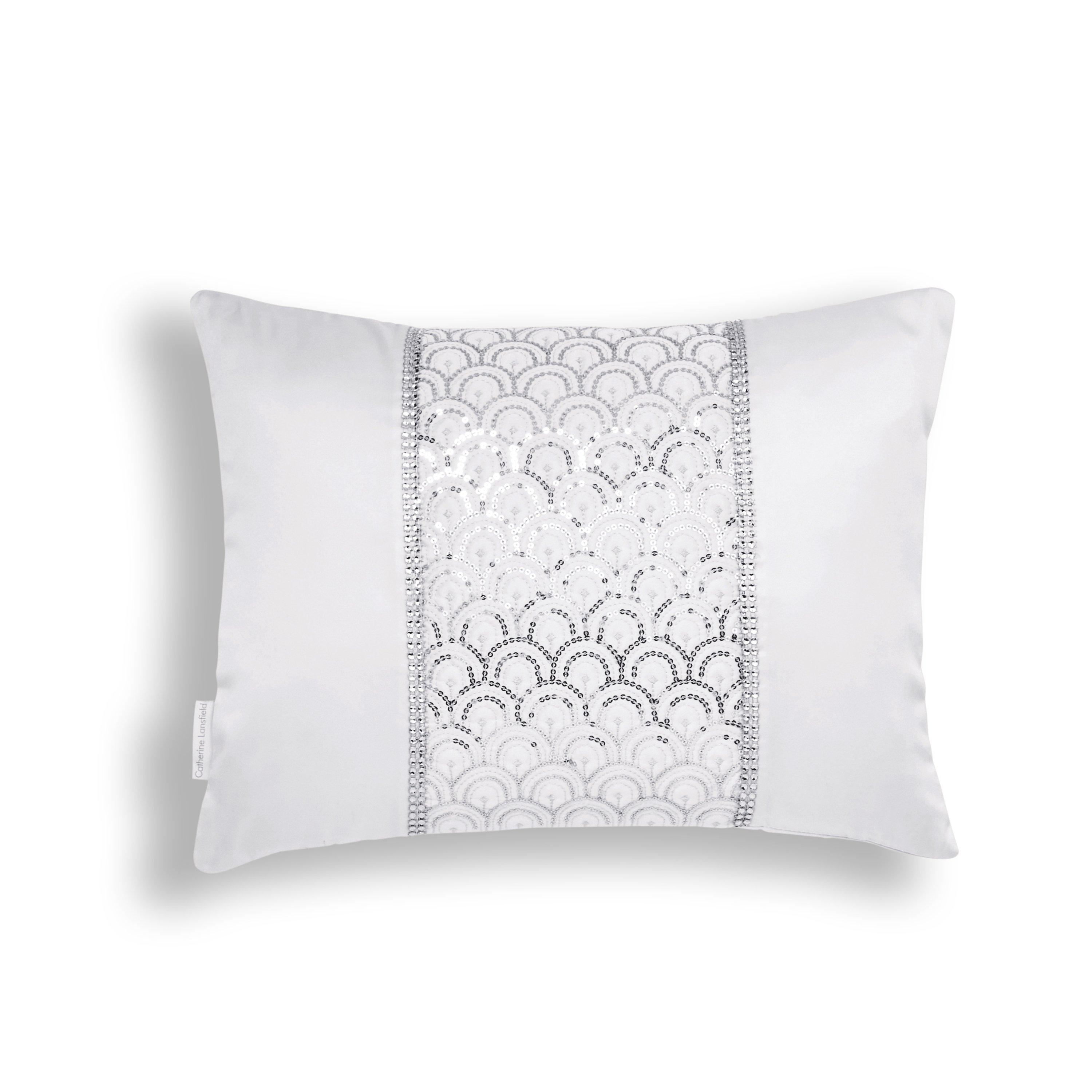 White - Catherine Lansfield - Sequin Cushion - 3