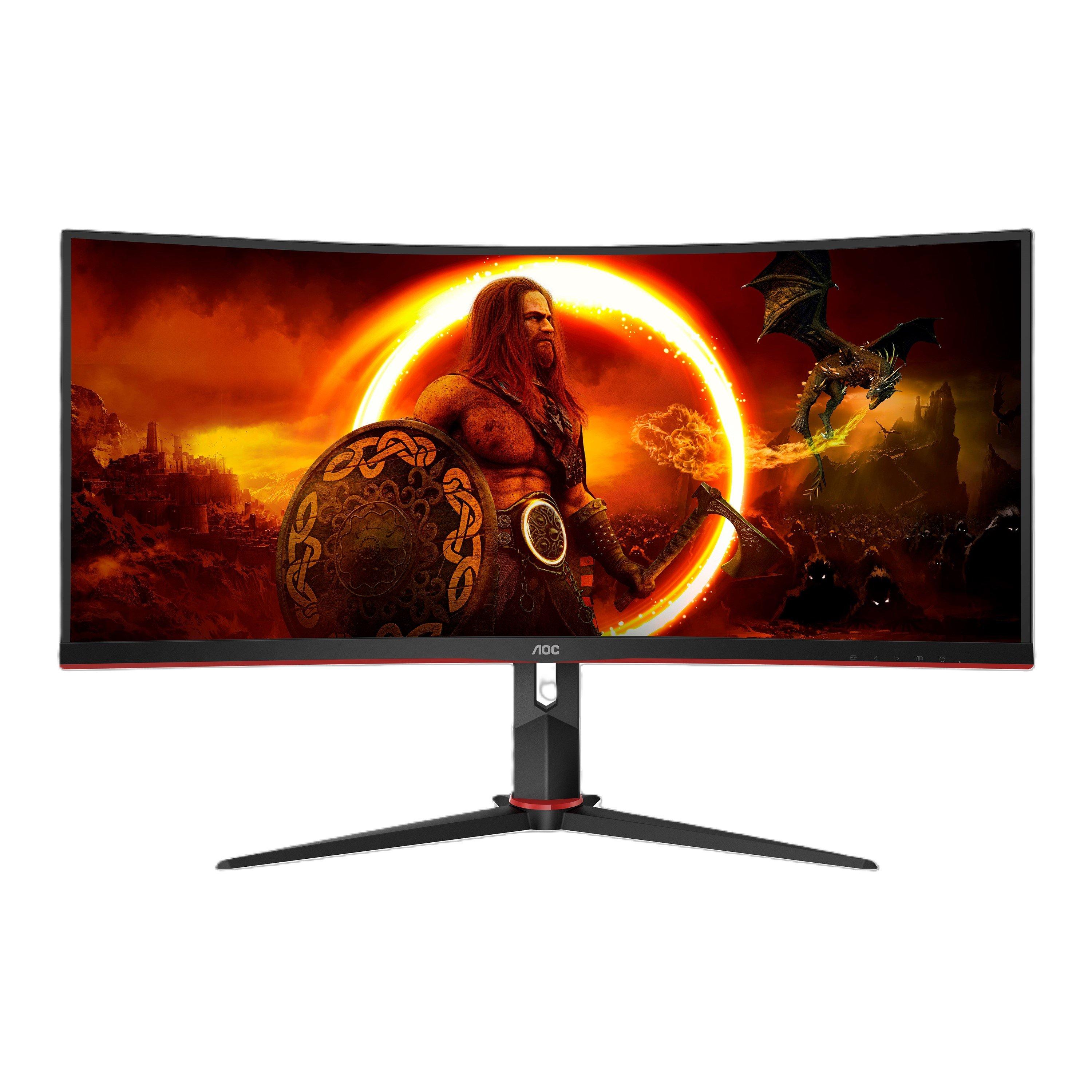 Black - AOC - CU34G2XP/BK 34 Inch Ultrawide 180Hz Curved Gaming Monitor - 2