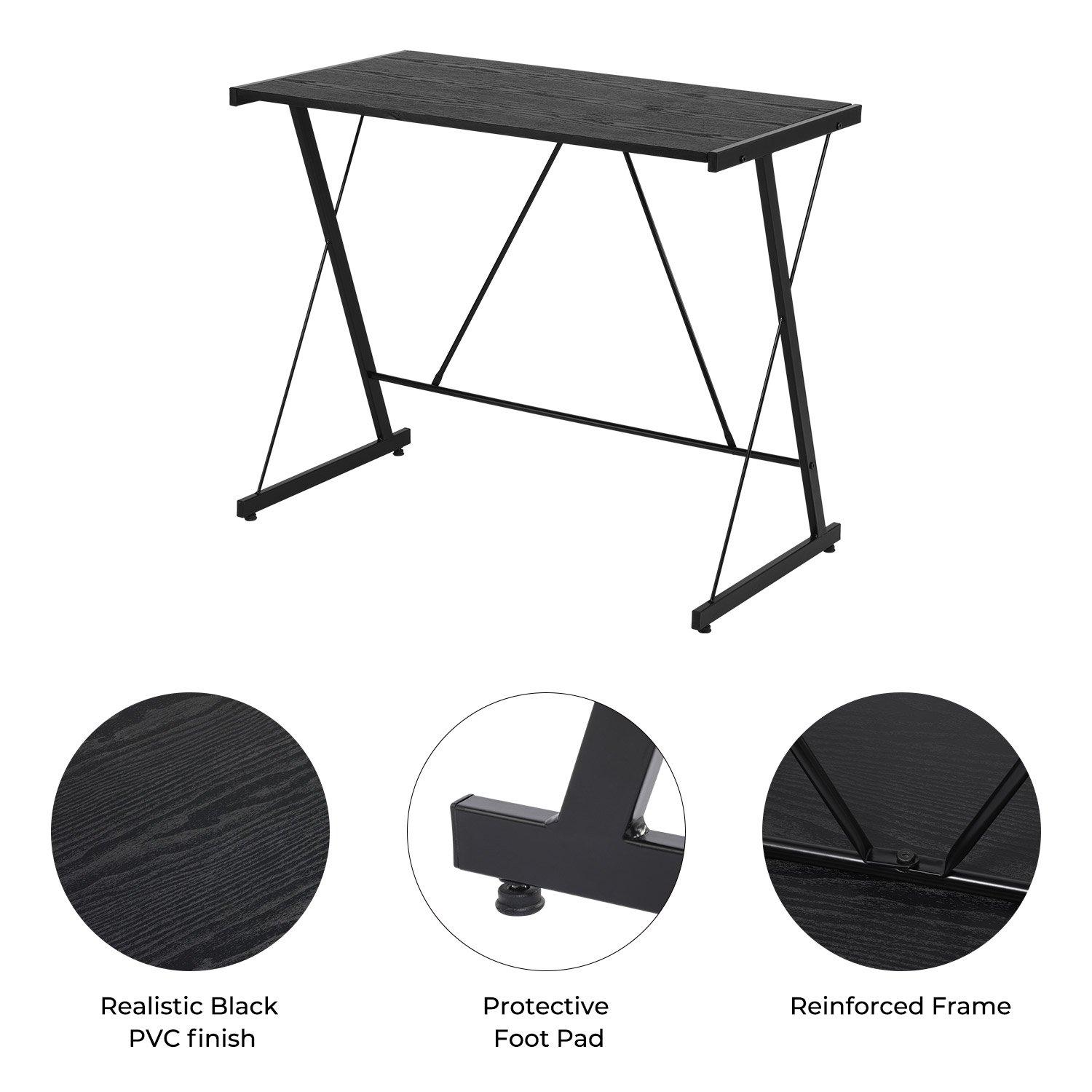 Black - Madison Condelle - Desk Compact Writing Table with Metal Frame - 6