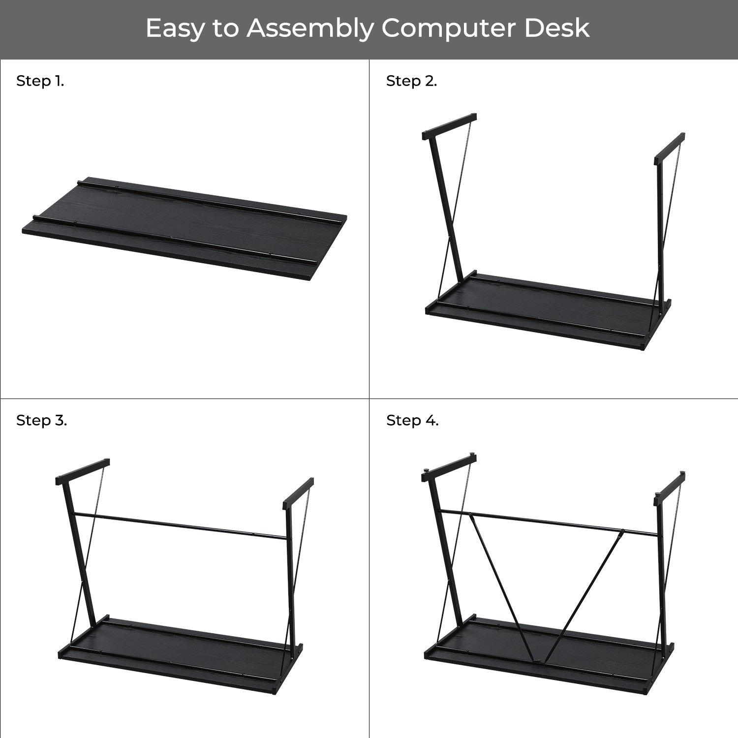 Black - Madison Condelle - Desk Compact Writing Table with Metal Frame - 7