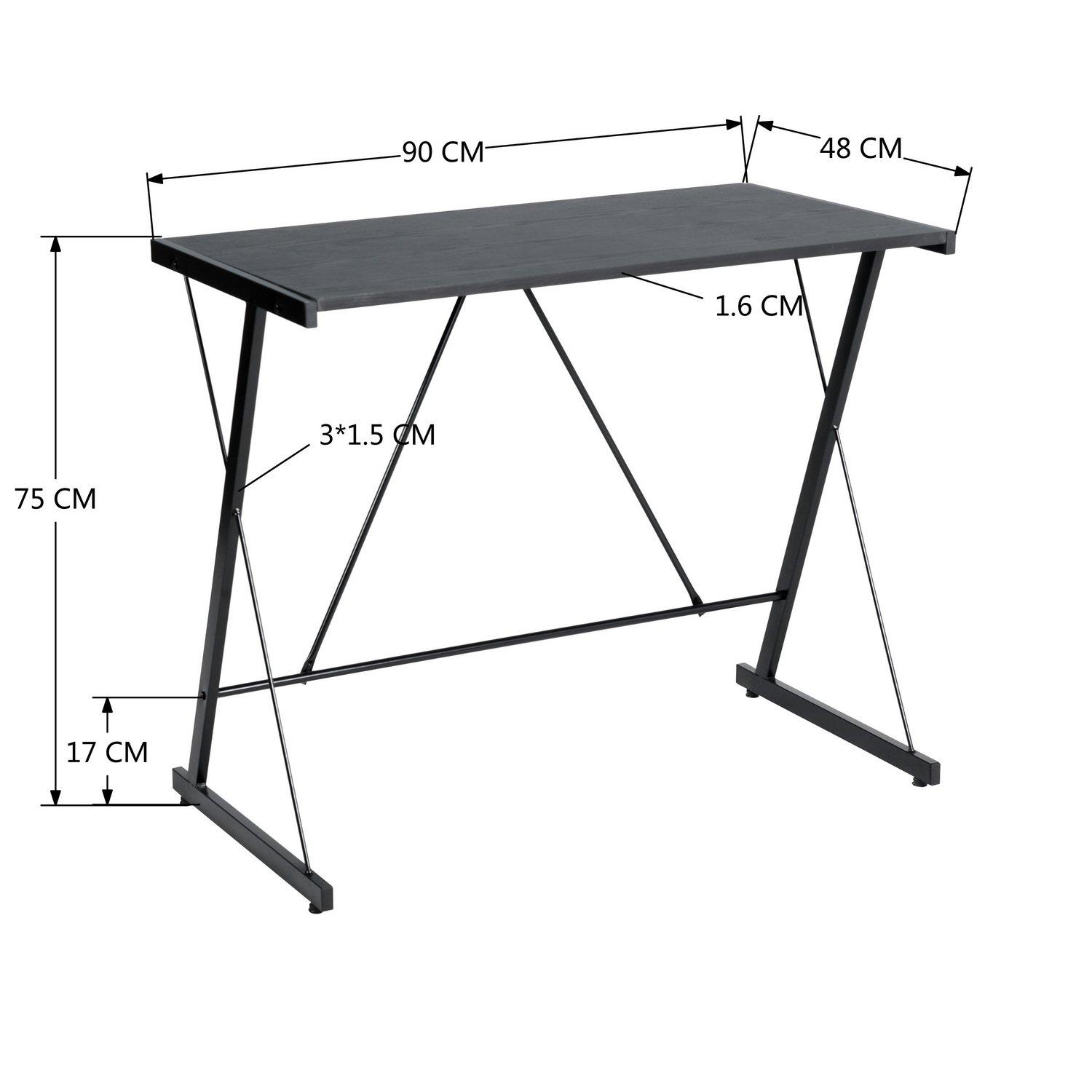 Black - Madison Condelle - Desk Compact Writing Table with Metal Frame - 8