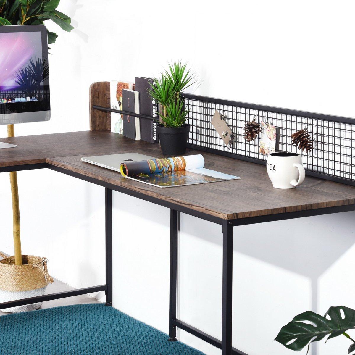 Grey - Convenience Concepts - Corner Desk Industrial Computer Table with Storage Shelf - 4