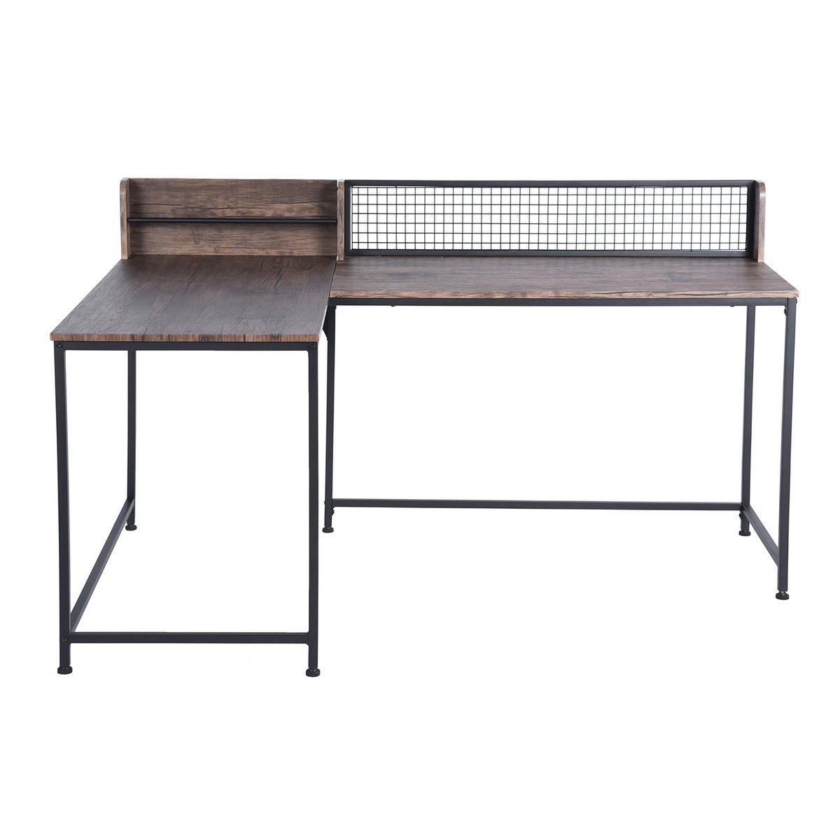 Grey - Convenience Concepts - Corner Desk Industrial Computer Table with Storage Shelf - 5