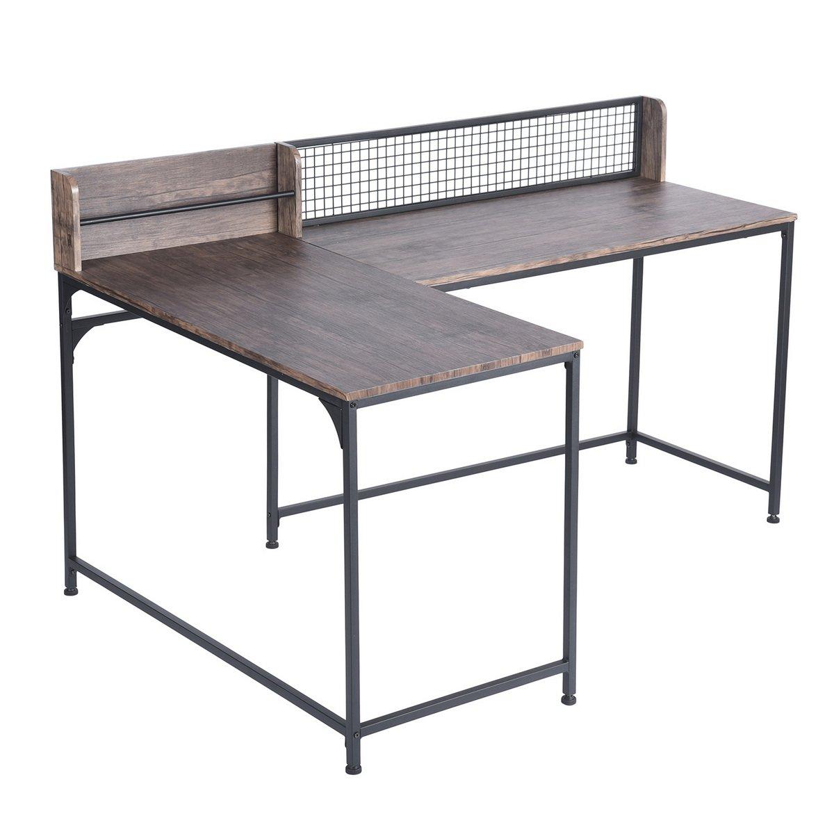 Grey - Convenience Concepts - Corner Desk Industrial Computer Table with Storage Shelf - 6