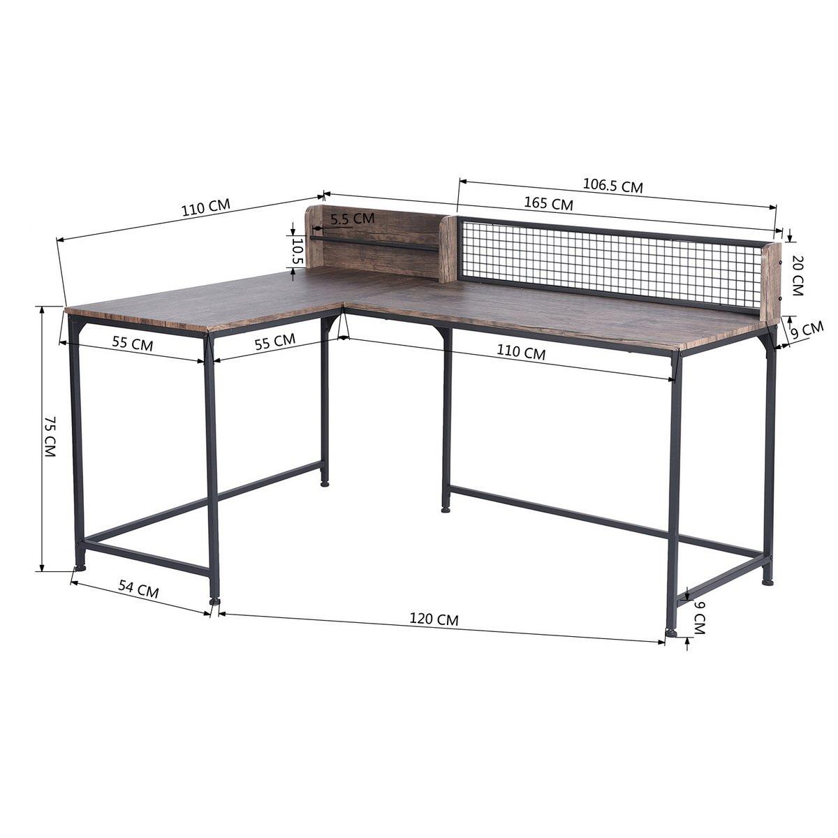 Grey - Convenience Concepts - Corner Desk Industrial Computer Table with Storage Shelf - 8