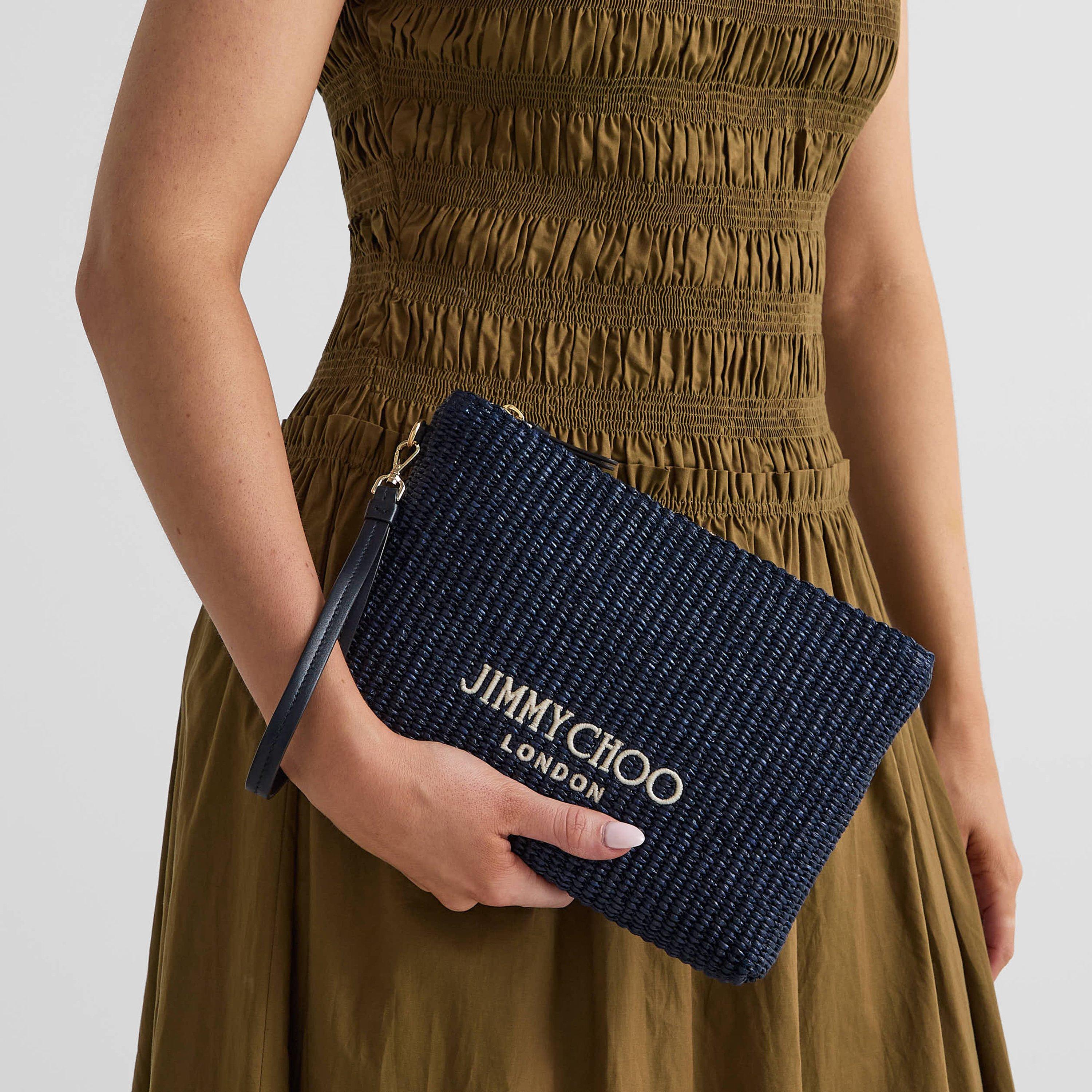 Marine/Ecru - Jimmy Choo - Women's Clutch Bag - 3