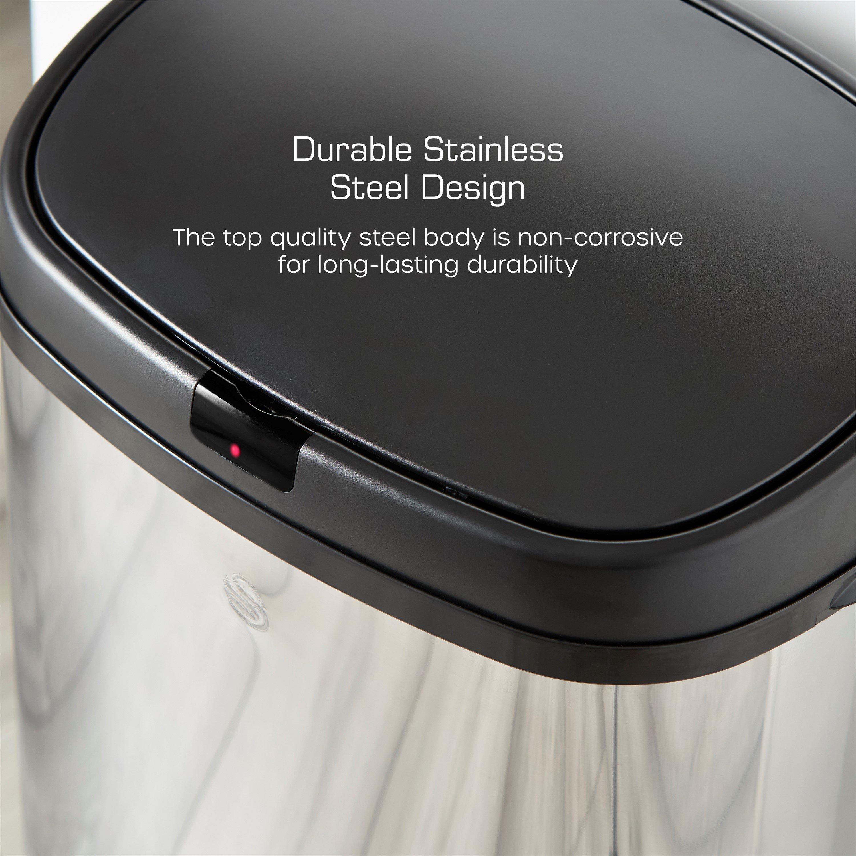 Stainless Steel - Swan - 50L Square Sensor Bin w/Black - 5