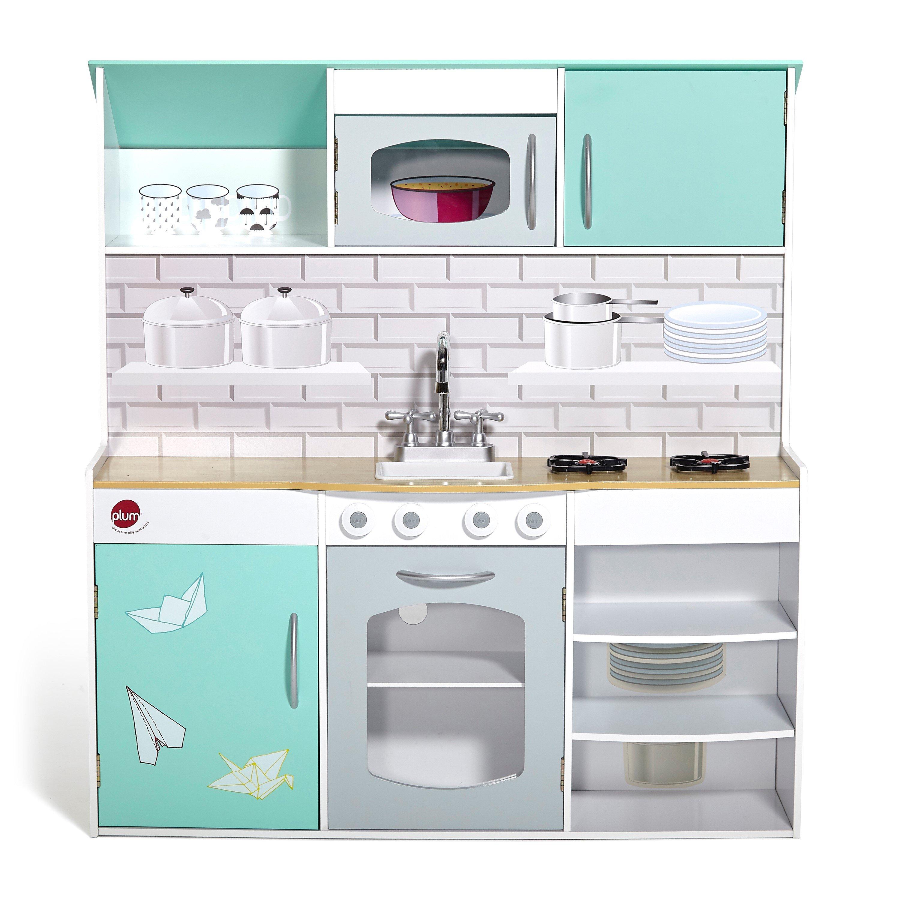 Multi - Plum Play - Peppermint Townhouse 2-in-1 Wooden Kitchen & Dolls House - 2
