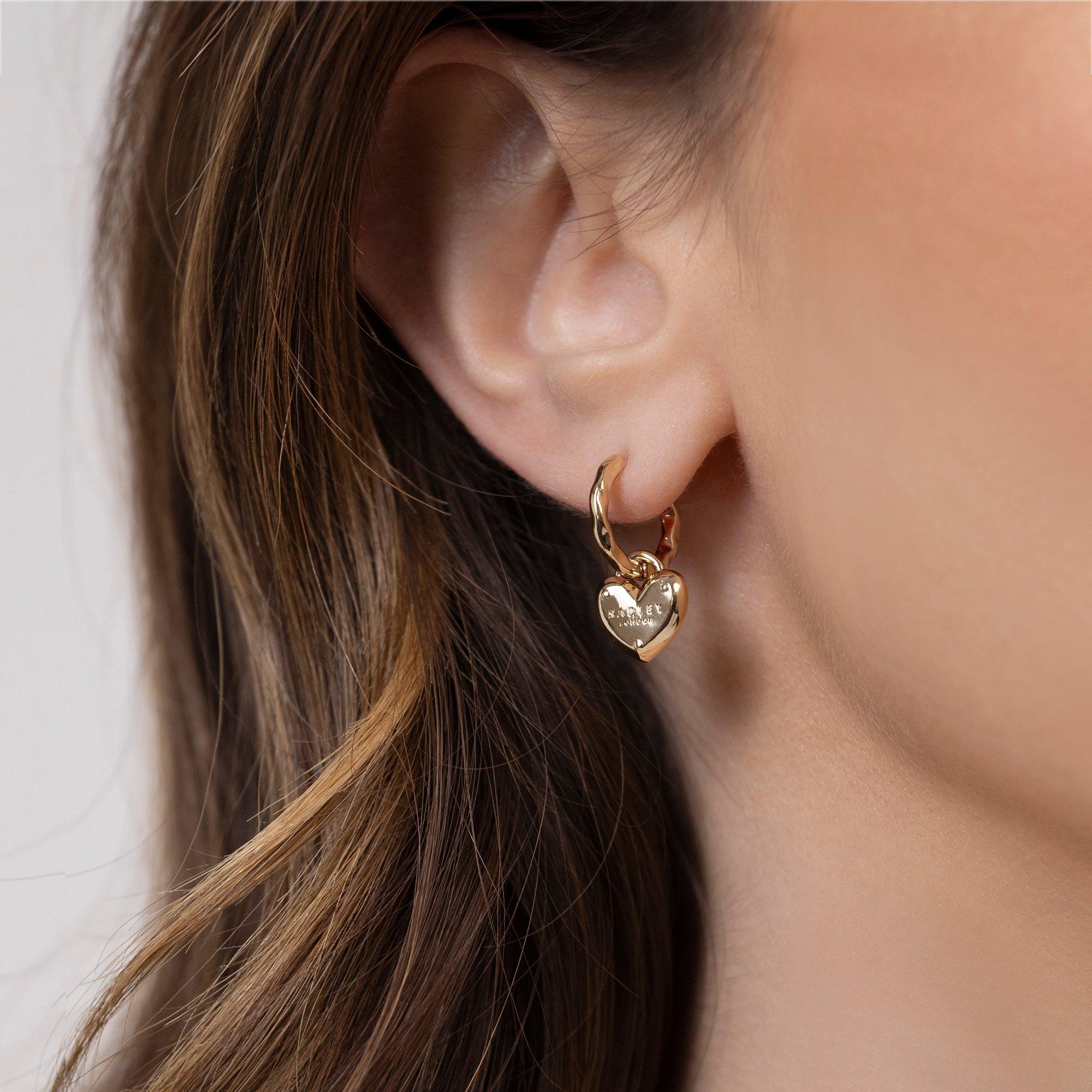 Pale Gold - Radley - Radley 18ct Gold Plated Padlock Heart Earrings - 3